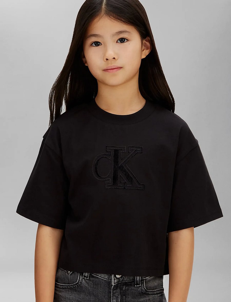 Calvin Klein - VELVET MONOGRAM BOXY S/S T-SHIRT - kurzärmelige - ck black - 4