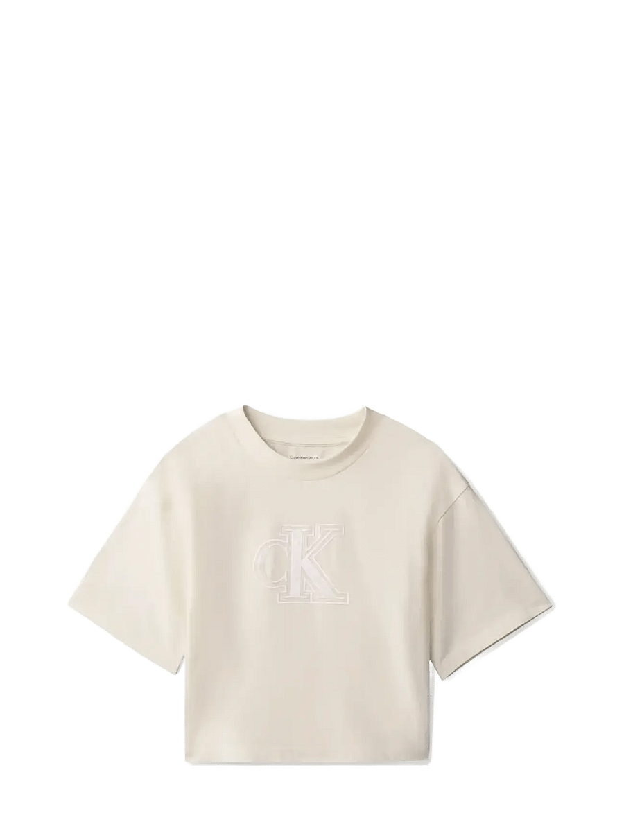 Calvin Klein - VELVET MONOGRAM BOXY S/S T-SHIRT - kurzärmelige - whitecap gray - 1