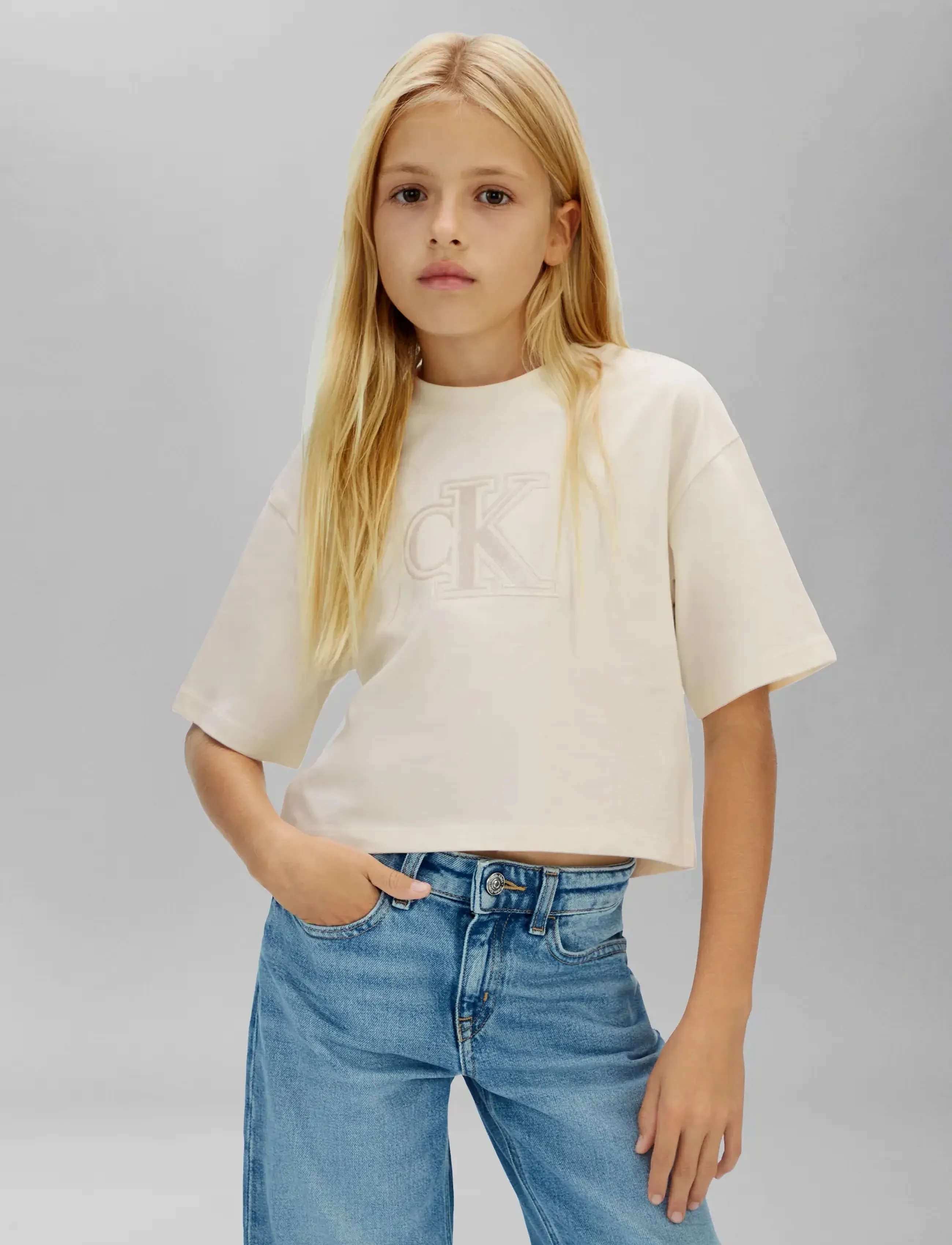 Calvin Klein - VELVET MONOGRAM BOXY S/S T-SHIRT - lühikeste varrukatega t-särgid - whitecap gray - 3