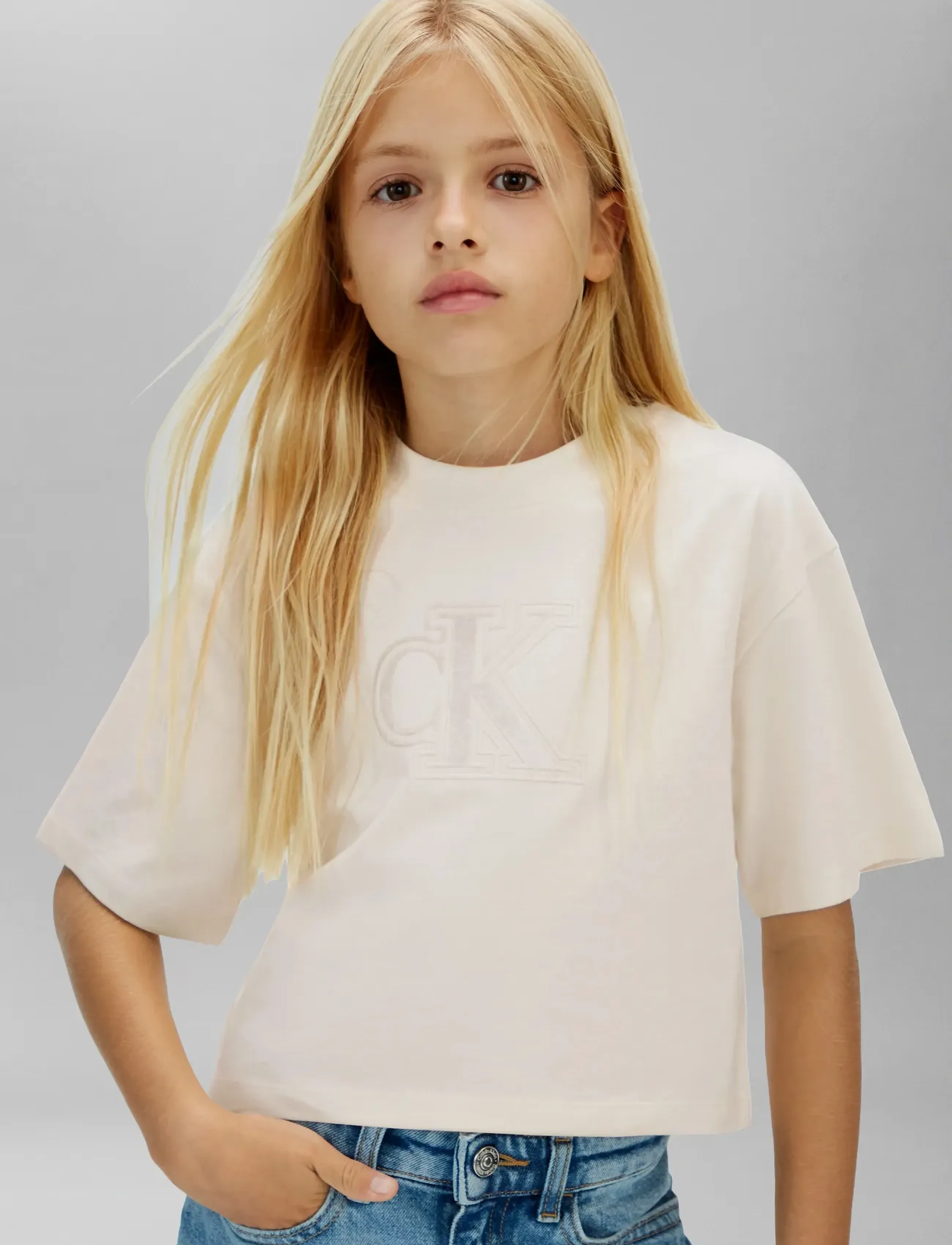 Calvin Klein - VELVET MONOGRAM BOXY S/S T-SHIRT - lühikeste varrukatega t-särgid - whitecap gray - 4