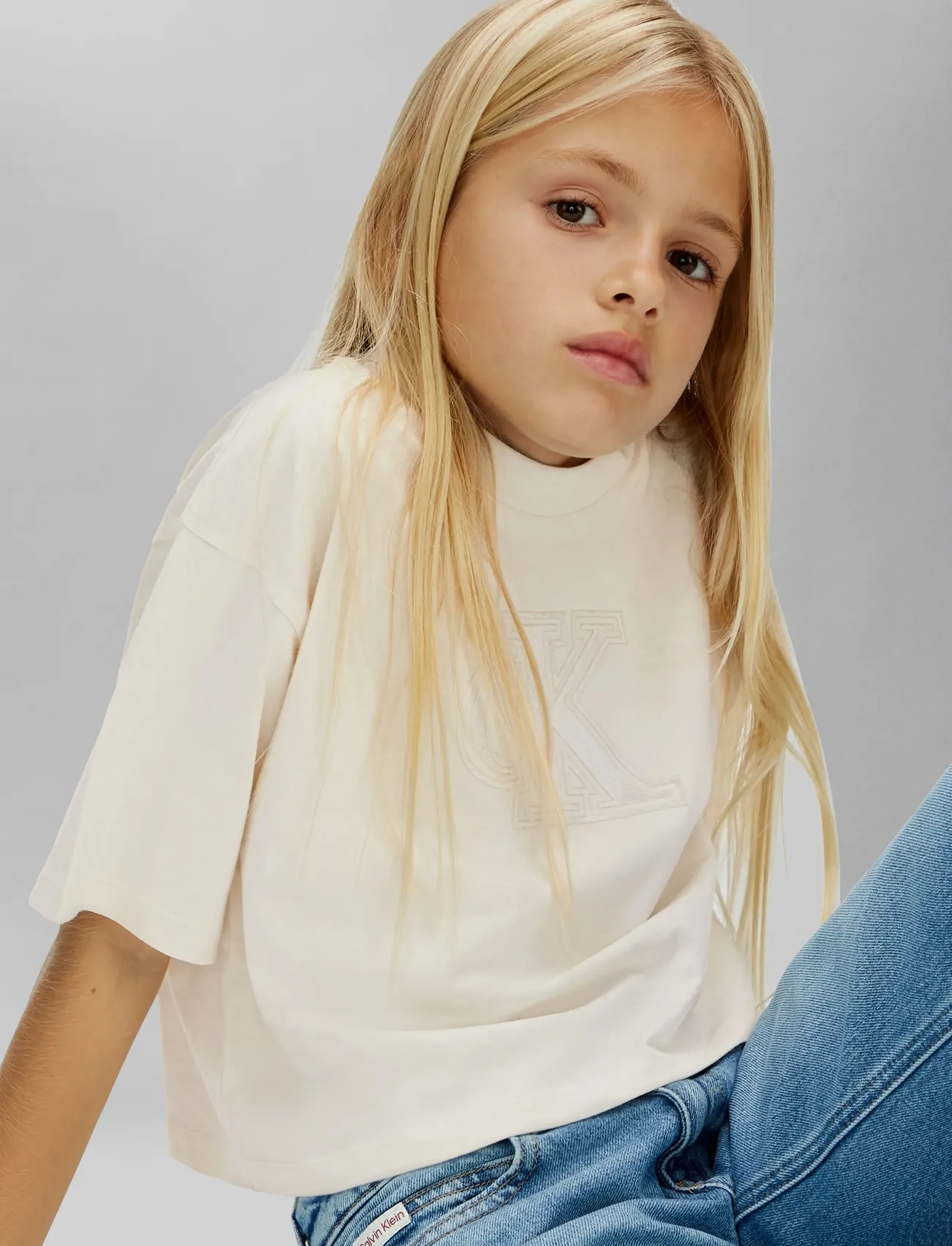 Calvin Klein - VELVET MONOGRAM BOXY S/S T-SHIRT - lühikeste varrukatega t-särgid - whitecap gray - 5