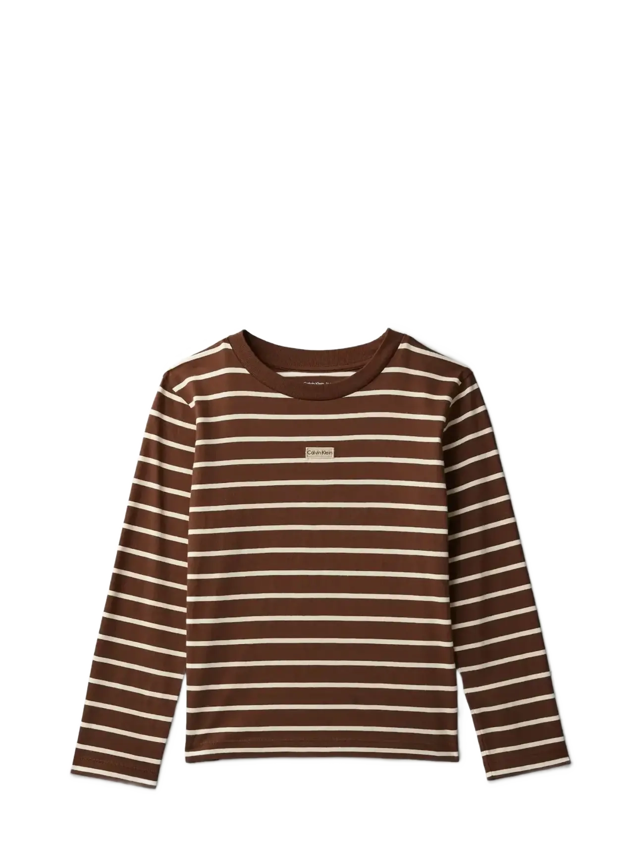 Calvin Klein YD STRIPE L/S T-SHIRT - Premium styles - LEGACY BROWN  WHITECAP GRAY / brown