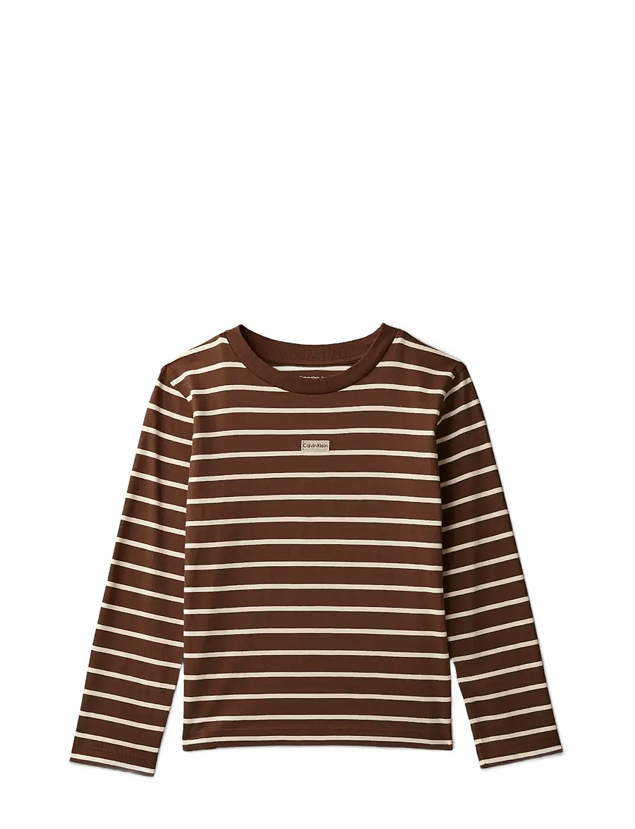 Calvin Klein - YD STRIPE L/S T-SHIRT - langärmelig - legacy brown whitecap gray - 1