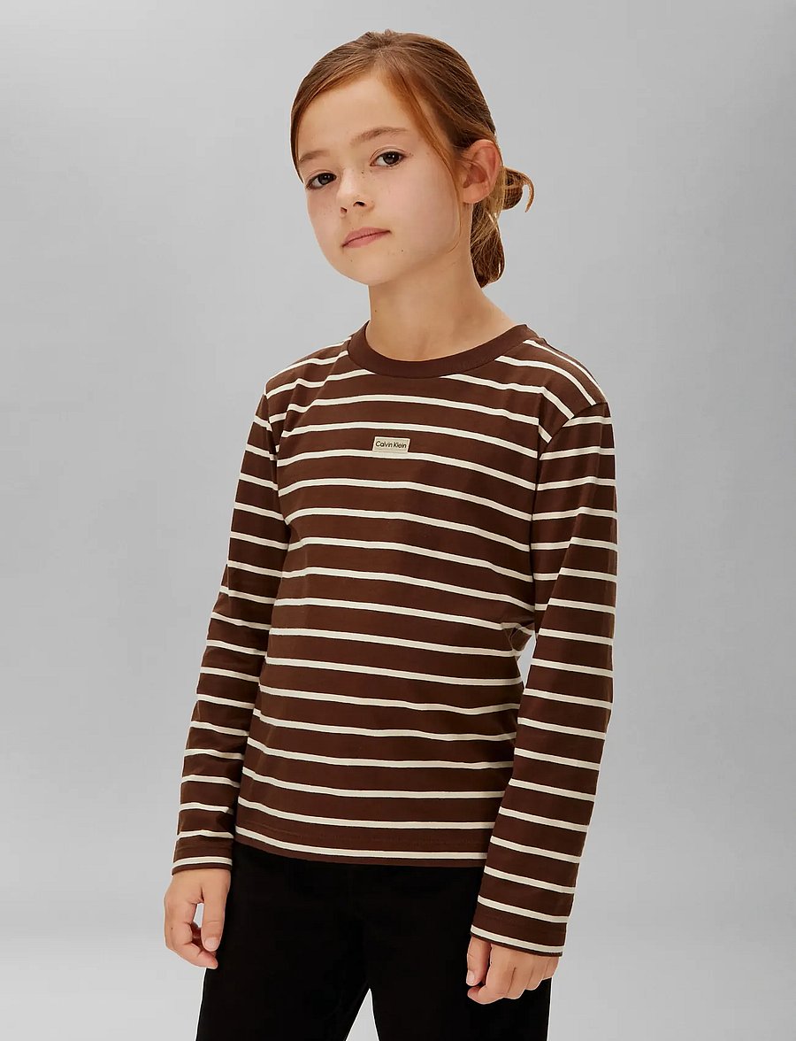 Calvin Klein - YD STRIPE L/S T-SHIRT - langärmelig - legacy brown whitecap gray - 3