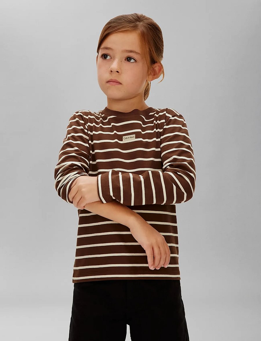 Calvin Klein - YD STRIPE L/S T-SHIRT - langärmelig - legacy brown whitecap gray - 5