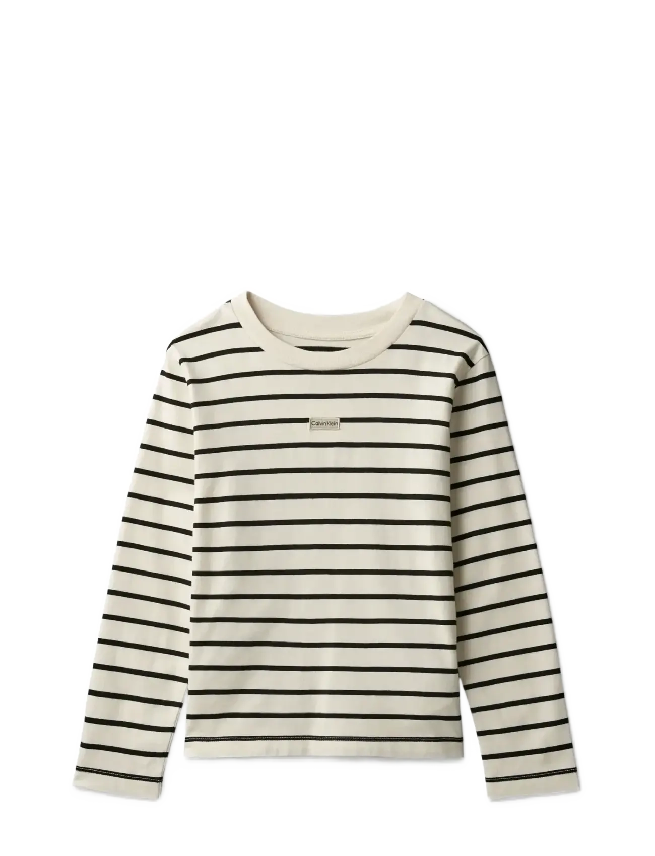 Calvin Klein YD STRIPE L/S T-SHIRT - Calvin Klein - WHITECAP GRAY  CK BLACK / cream