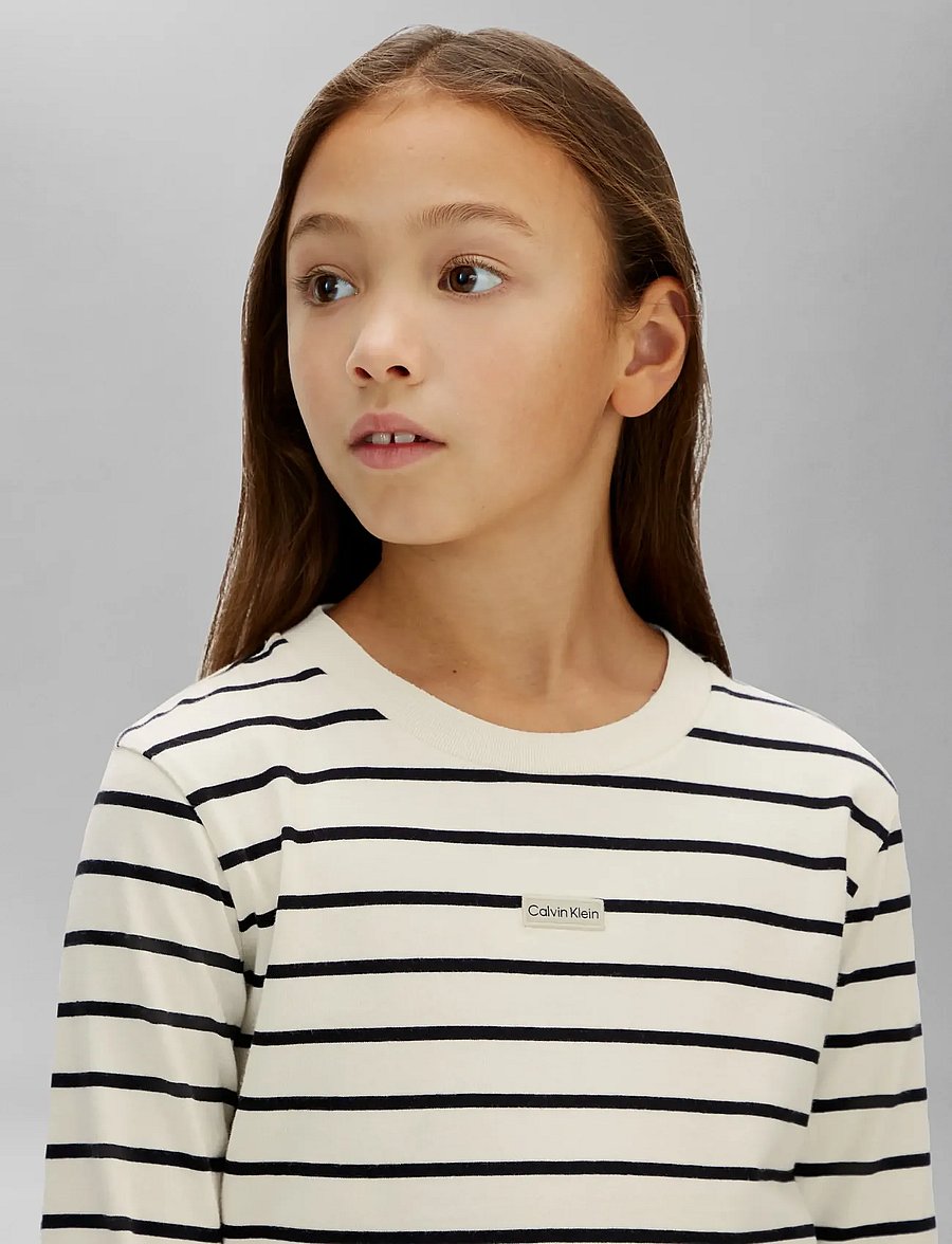 Calvin Klein - YD STRIPE L/S T-SHIRT - langærmede t-shirts - whitecap gray ck black - 4