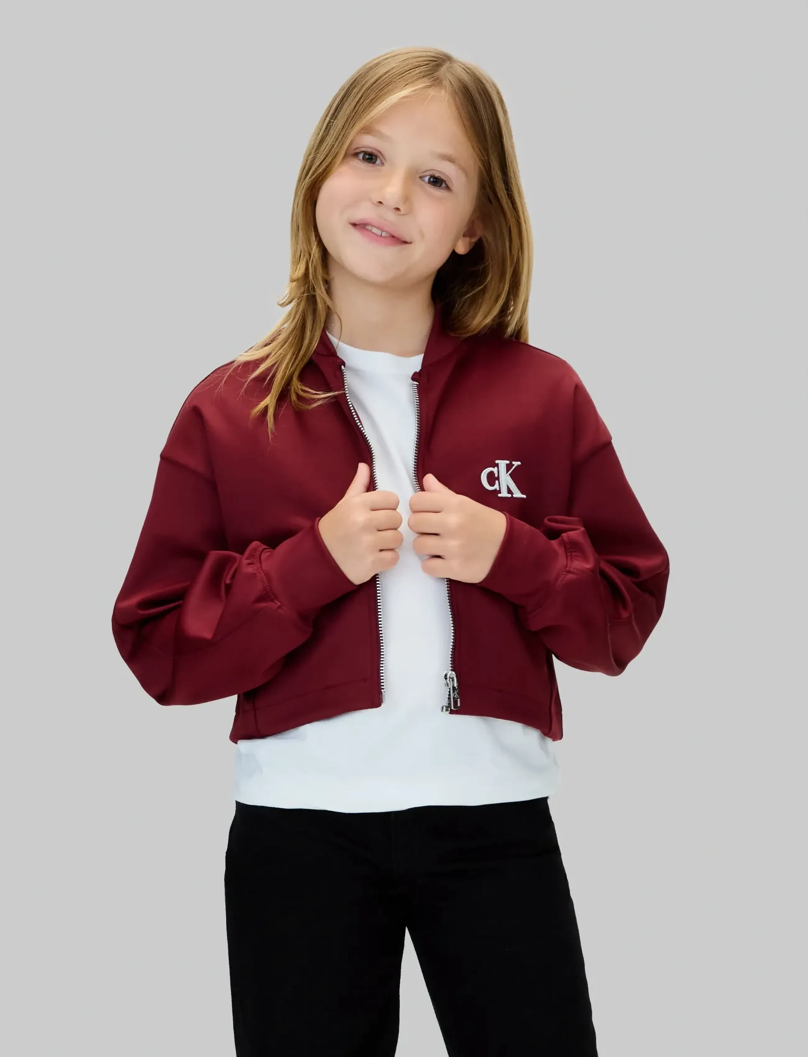 Calvin Klein Tricot Bomer Jacket, 140, Burgundy, Jakker & Frakker > Bomber, Børn