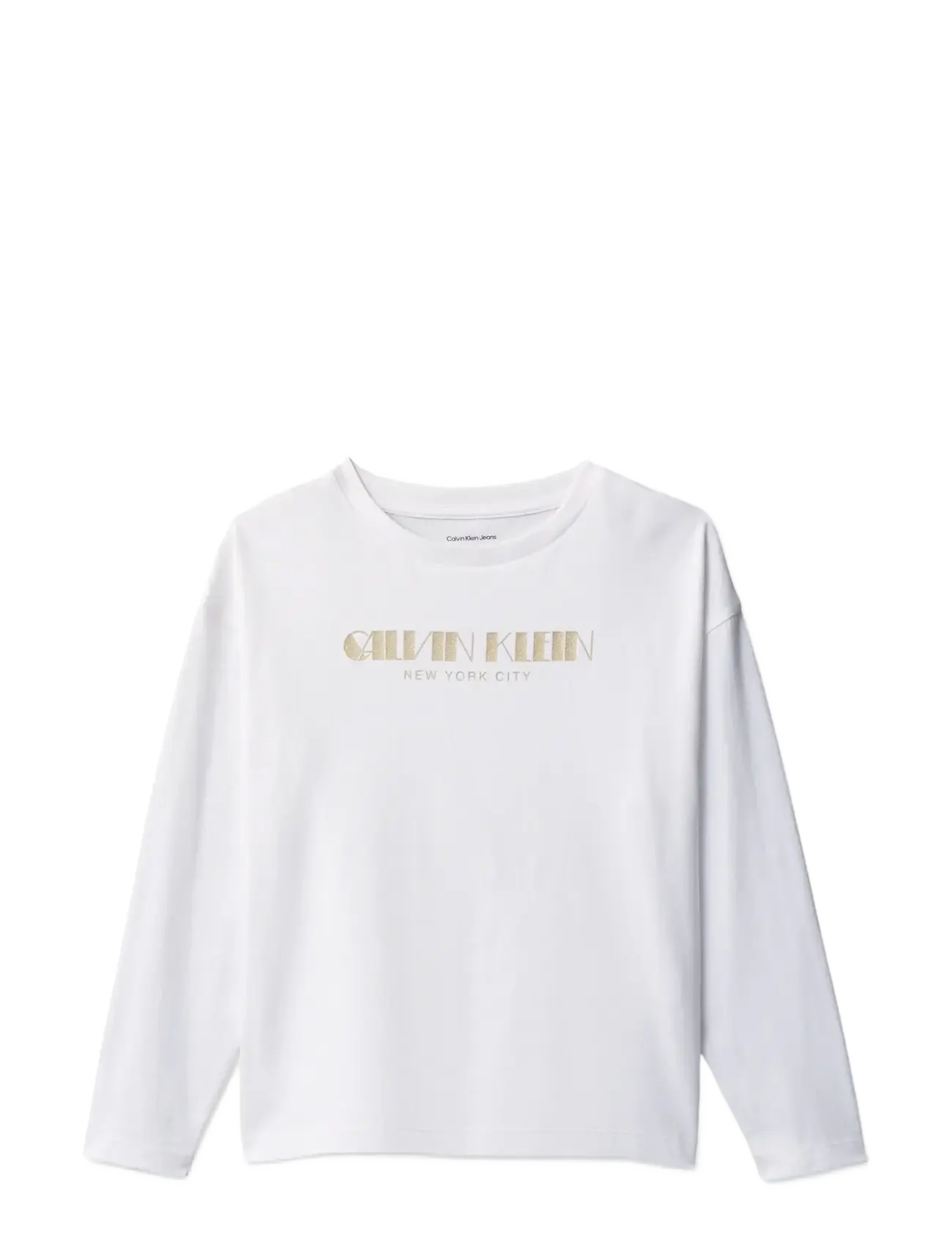 CALVIN KLEIN Glitter Aw Boxy L/S T-Shirt Weiß - 140 - Kinder