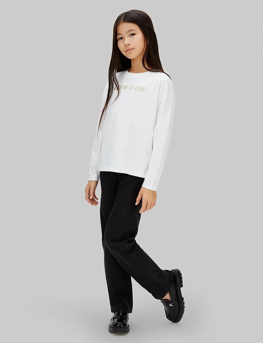 Calvin Klein - GLITTER AW BOXY L/S T-SHIRT - långärmade t-shirts - bright white - 2