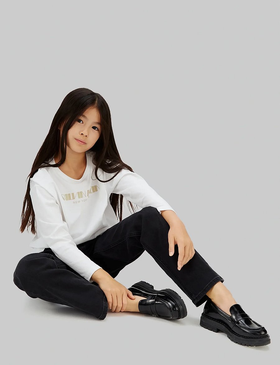 Calvin Klein - GLITTER AW BOXY L/S T-SHIRT - långärmade t-shirts - bright white - 5