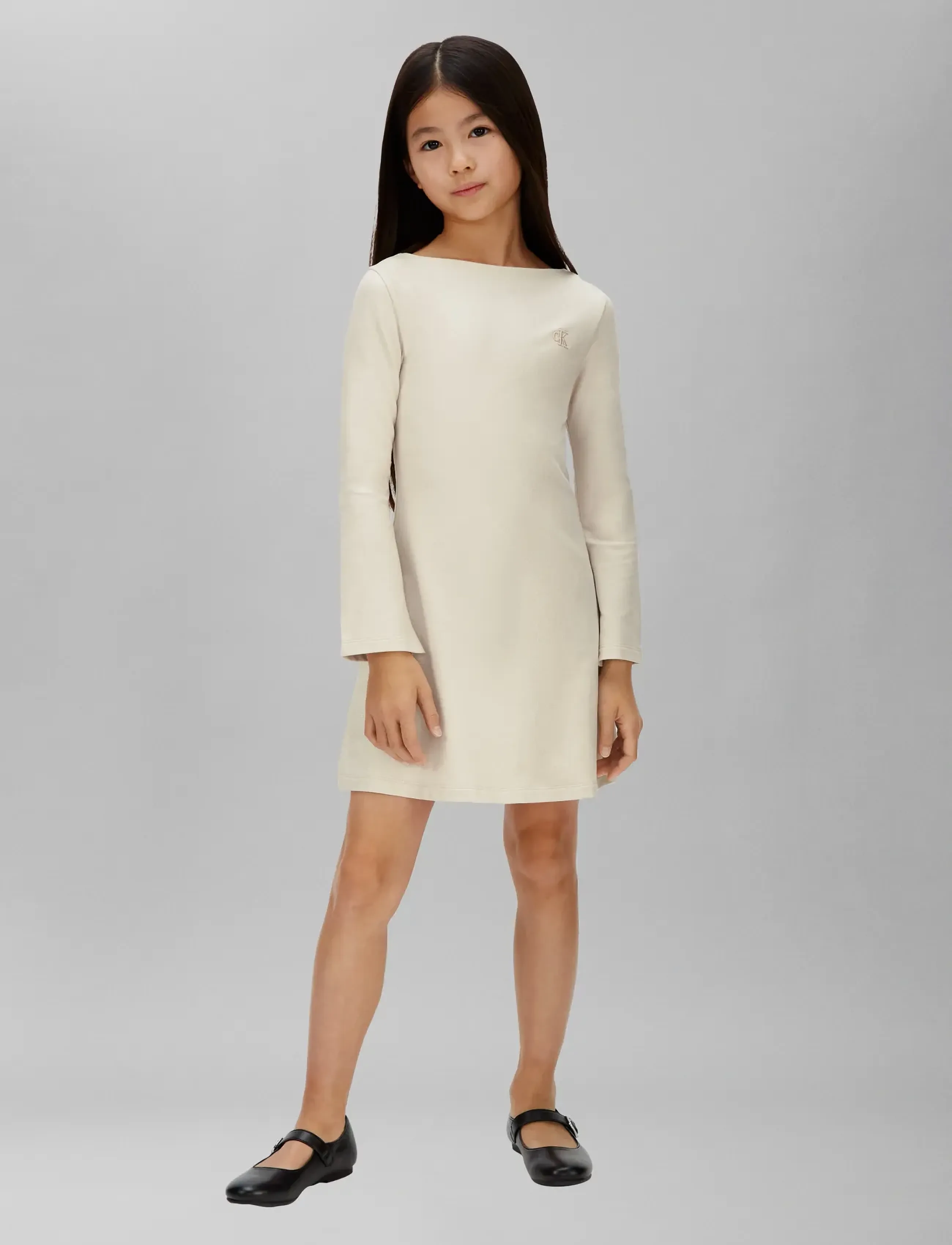 Calvin Klein Glitter Coated Dress, 164, Cream, Fritidskjoler > Fritidskjoler Med Lange Ærmer, Børn