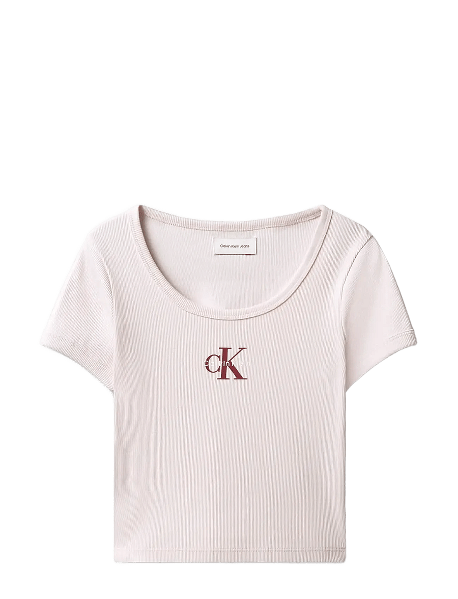 Calvin Klein - MONOLOGO RIB BABY TEE SS - kurzärmelige - mauve chalk - 1
