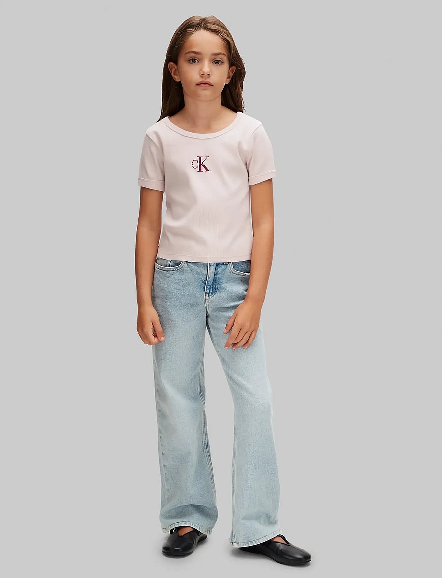 Calvin Klein - MONOLOGO RIB BABY TEE SS - kurzärmelige - mauve chalk - 0