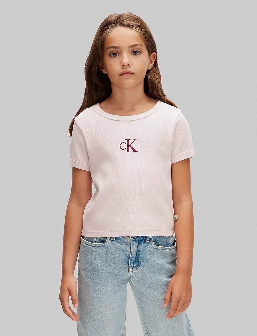 Calvin Klein - MONOLOGO RIB BABY TEE SS - kurzärmelige - mauve chalk - 4
