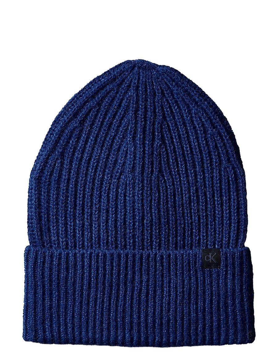 Calvin Klein - MONOGRAM RIB BEANIE - beanies - estate blue - 1