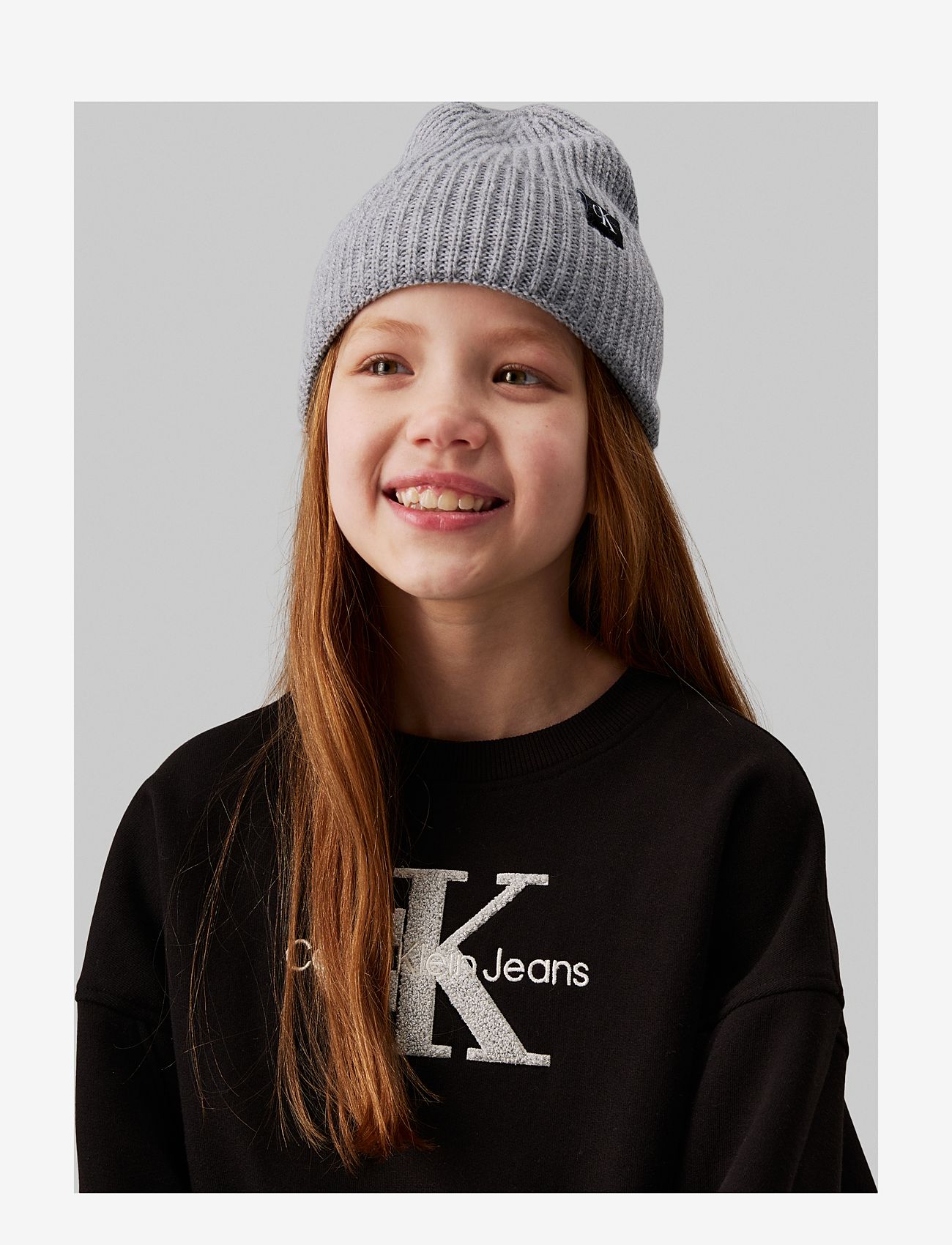 Calvin Klein - MONOGRAM RIB BEANIE - talvemütsid - grey heather - 0