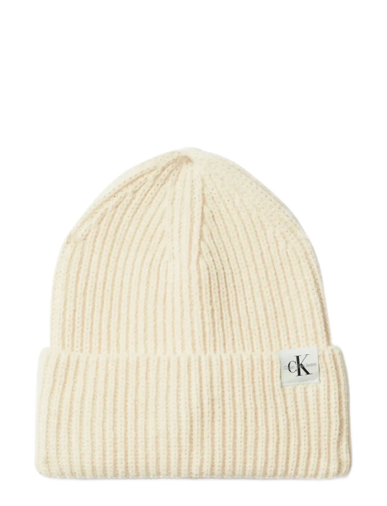 Calvin Klein MONOGRAM RIB BEANIE - Vinterhuer - WHITECAP GRAY / cream