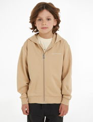 Calvin Klein - INST. LOGO RELAXED ZIP-THROUGH - džemperiai su gobtuvu - warm sand - 2