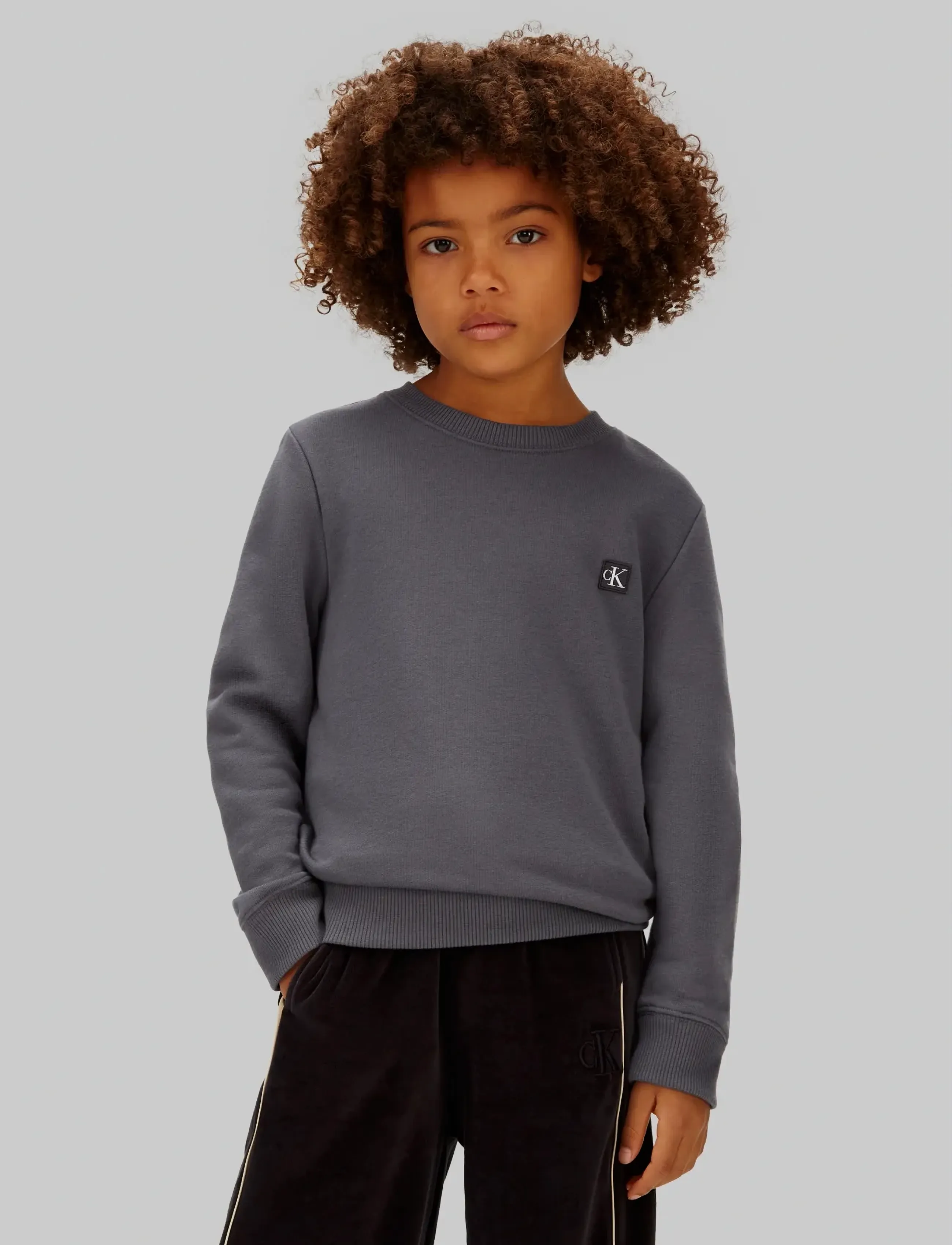 Calvin Klein MONO MINI BADGE REG CN - Bluzy - COAL / grey