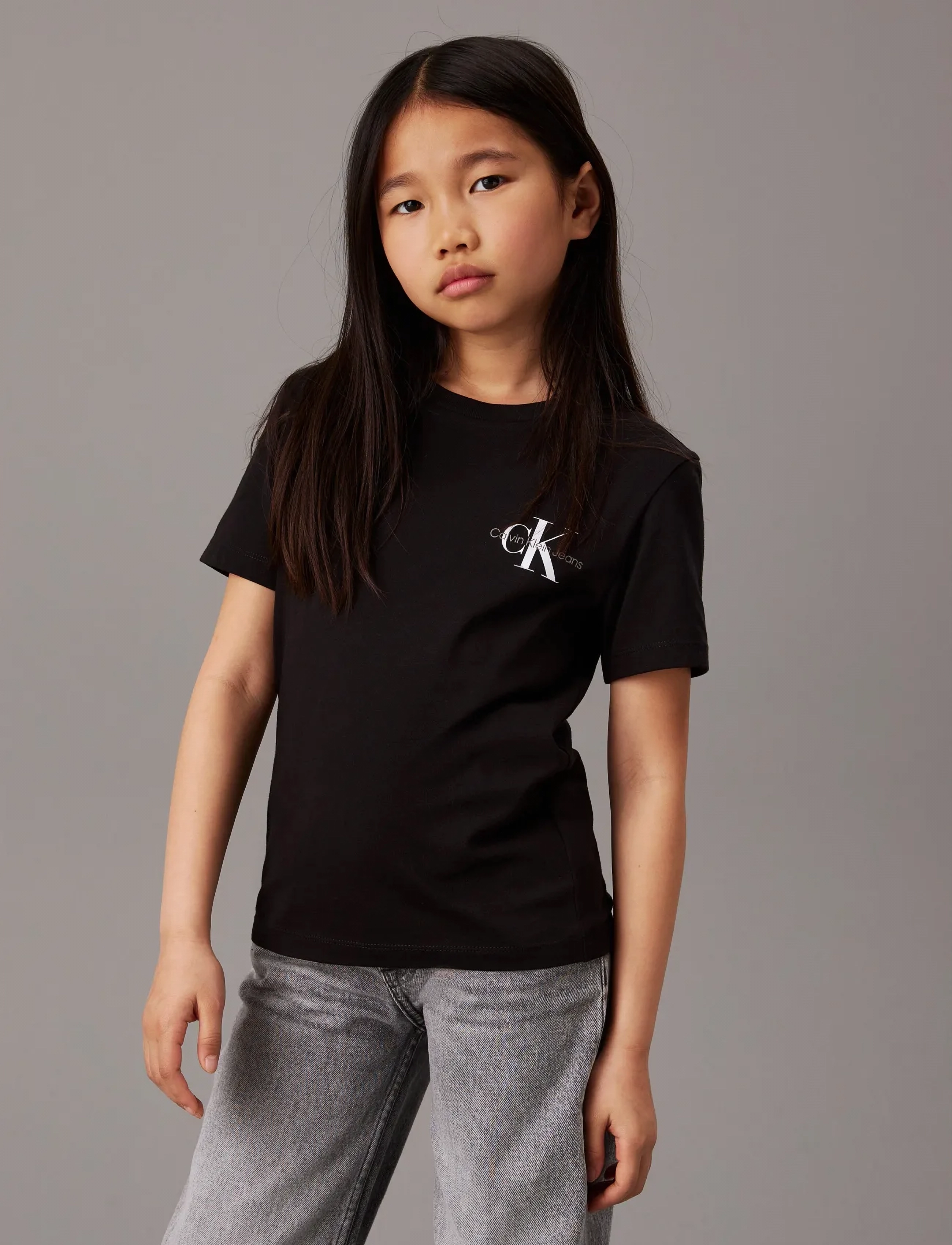 Calvin Klein CHEST MONOGRAM T-SHIRT - Tops - CK BLACK / black