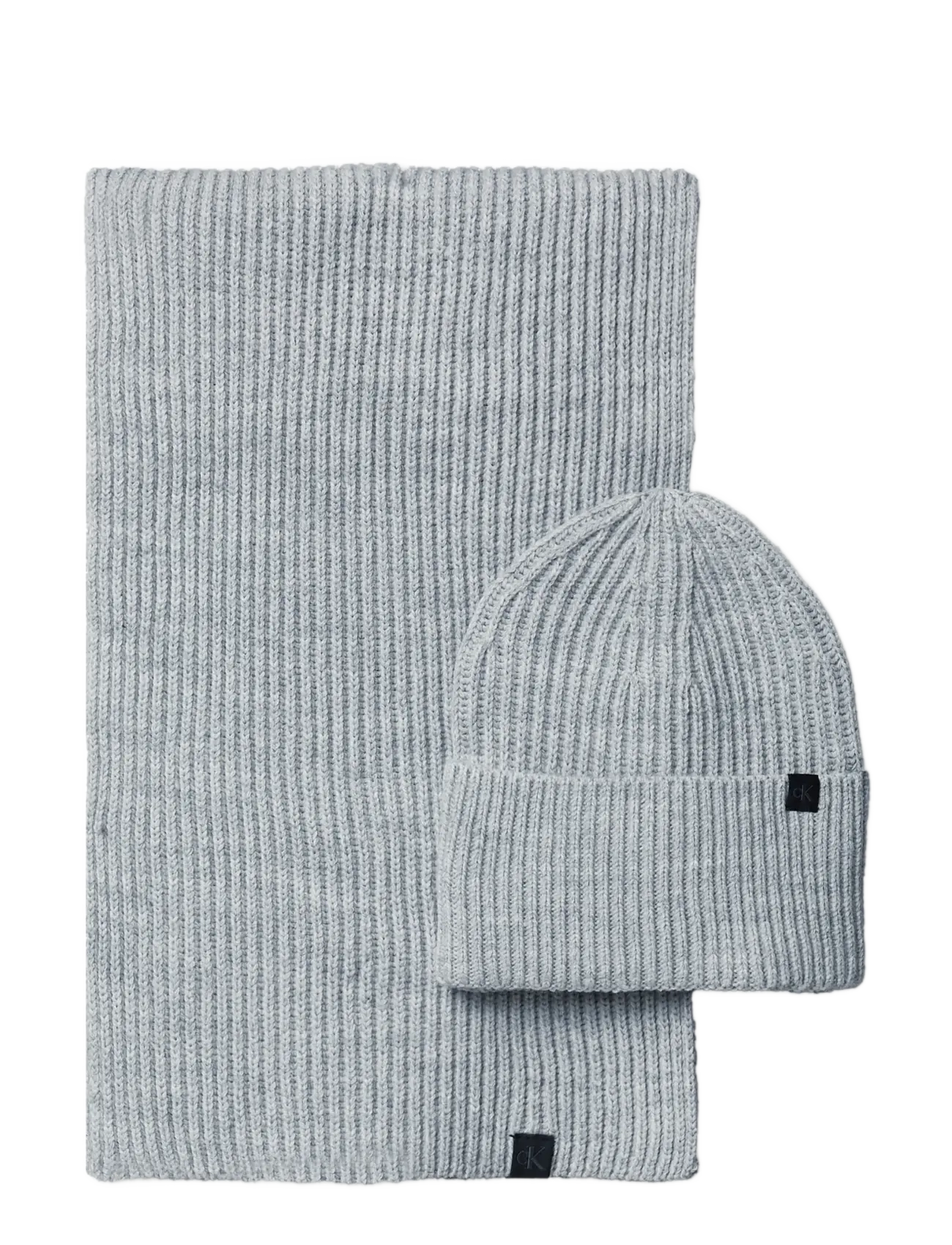 Calvin Klein - MONOGRAM RIB SCARF BEANIE SET - snow heather bc01 - 1