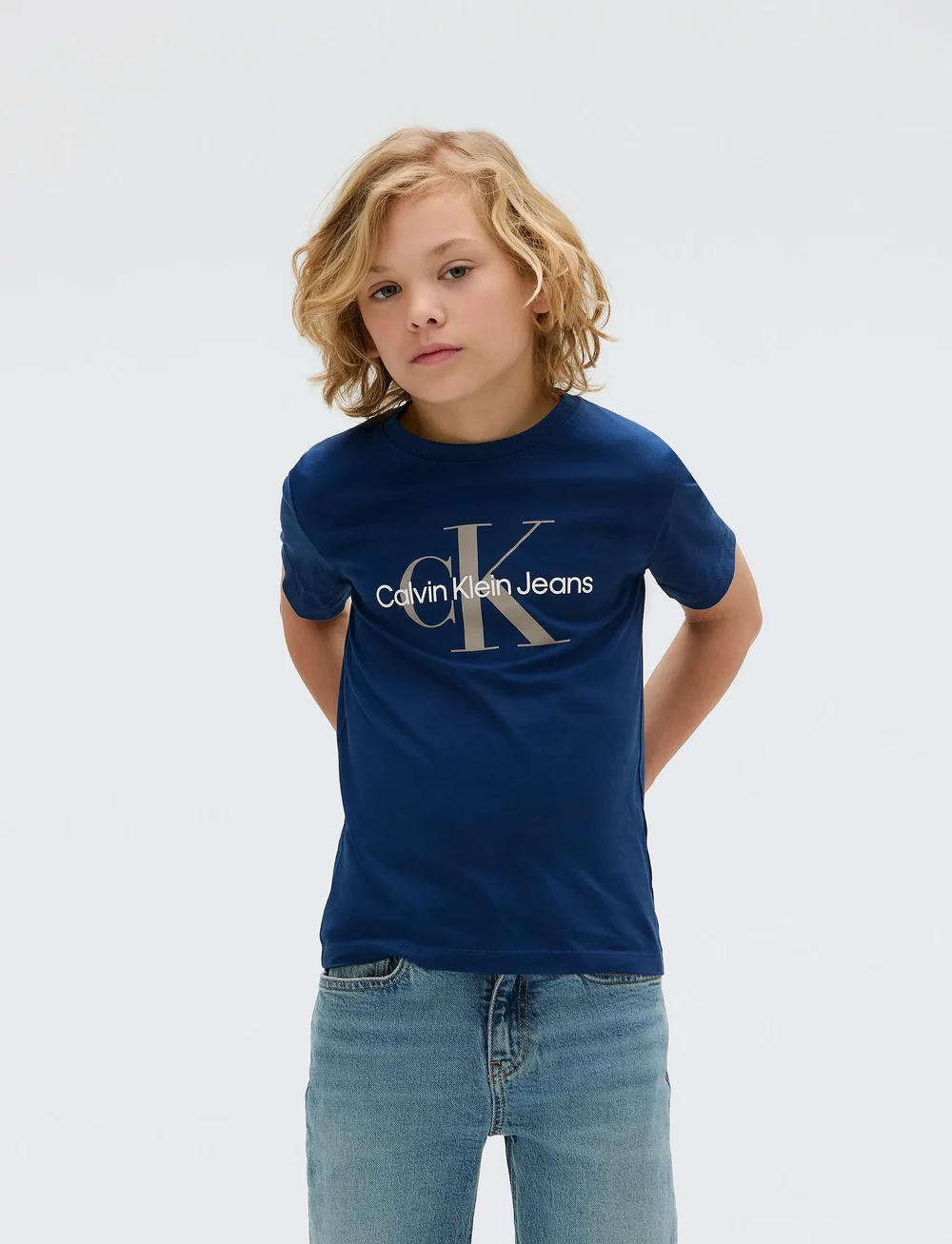 Calvin Klein - CK MONOGRAM SS T-SHIRT - kurzärmelige - blue jean - 0