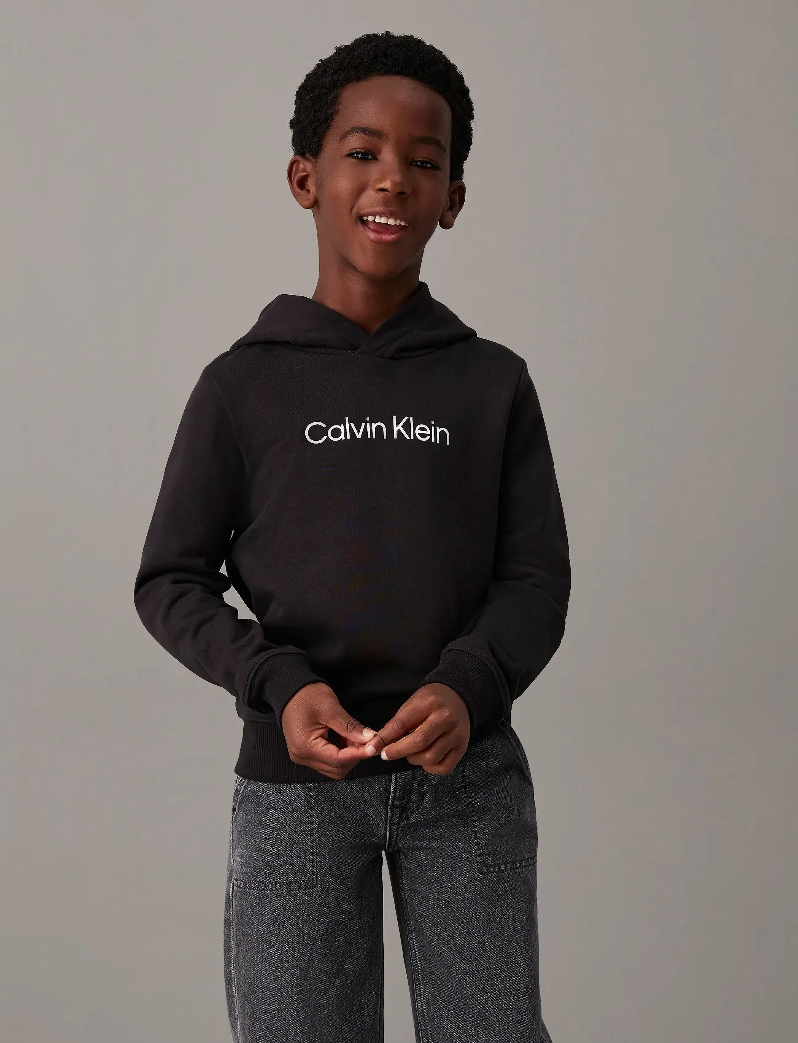 Calvin Klein INST. LOGO REG. TERRY HOODIE - Tops - CK BLACK / black