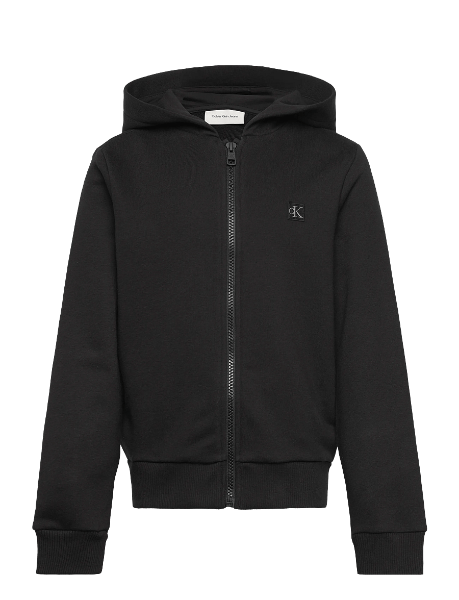 Calvin Klein - MINI BADGE ZIP-THROUGH - kapuzenpullover - ck black - 1