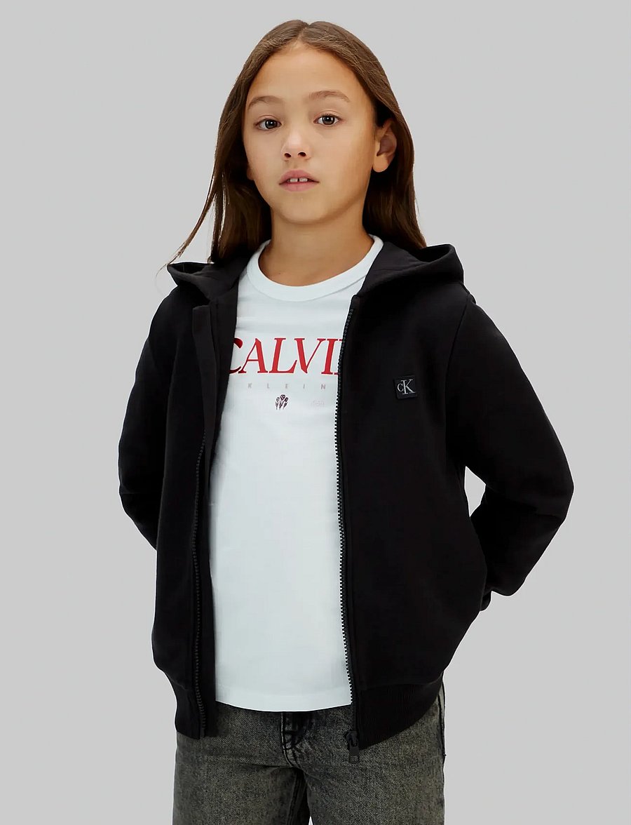 Calvin Klein - MINI BADGE ZIP-THROUGH - kapuzenpullover - ck black - 0