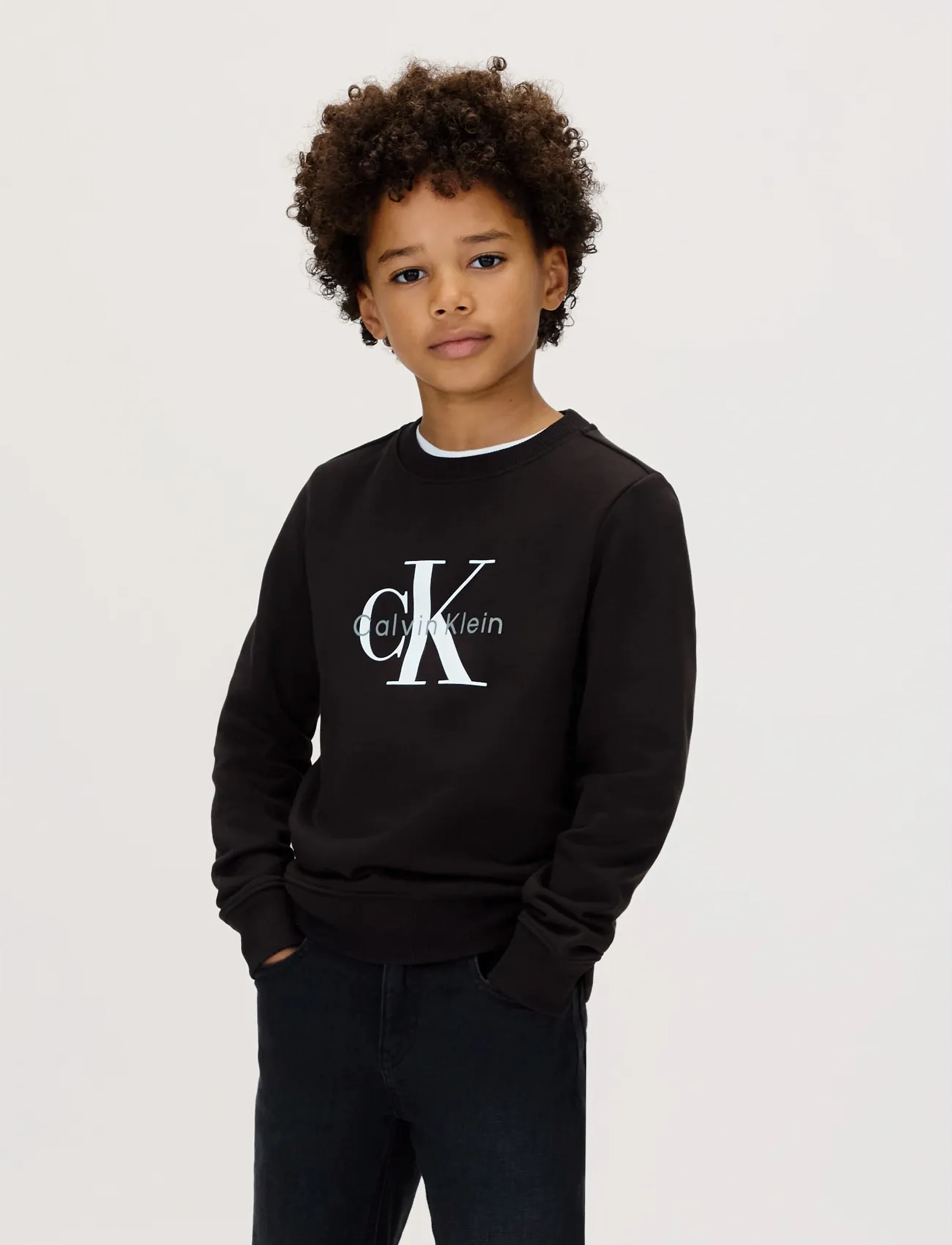 Calvin Klein CK MONOGRAM TERRY CN SWEATSHIRT - Tops - CK BLACK / black