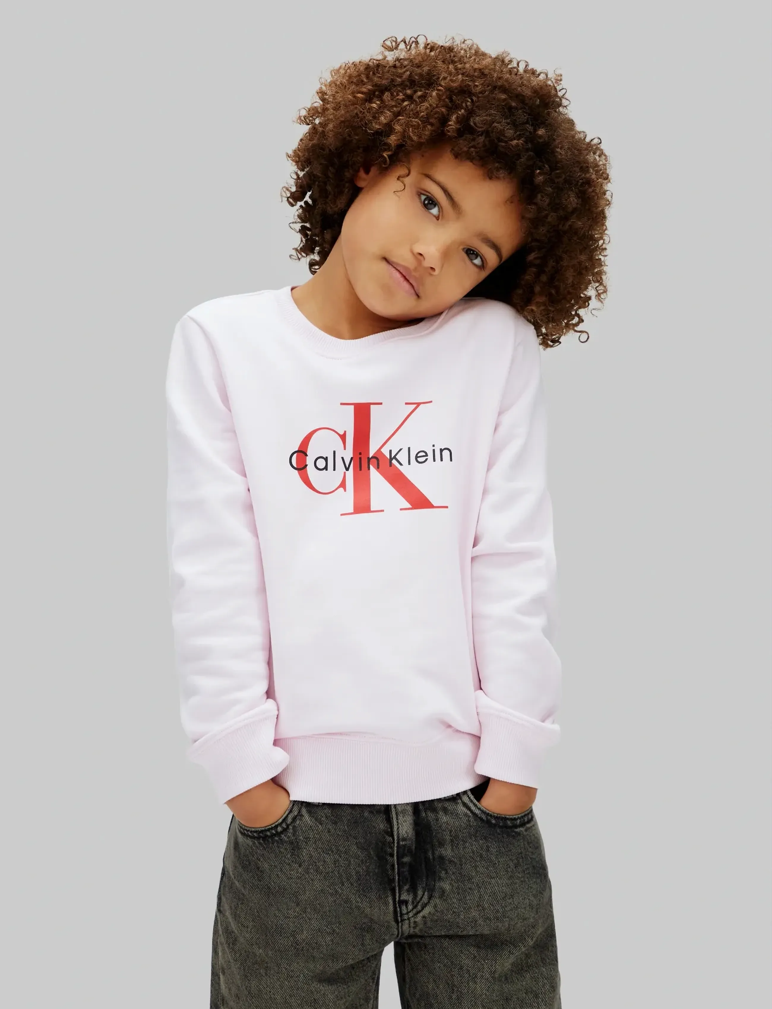 Calvin Klein Monologo Cn Sweatshirt, 170, Sweatshirts & Hoodies, Rosa - Sweatshirts, Kinder