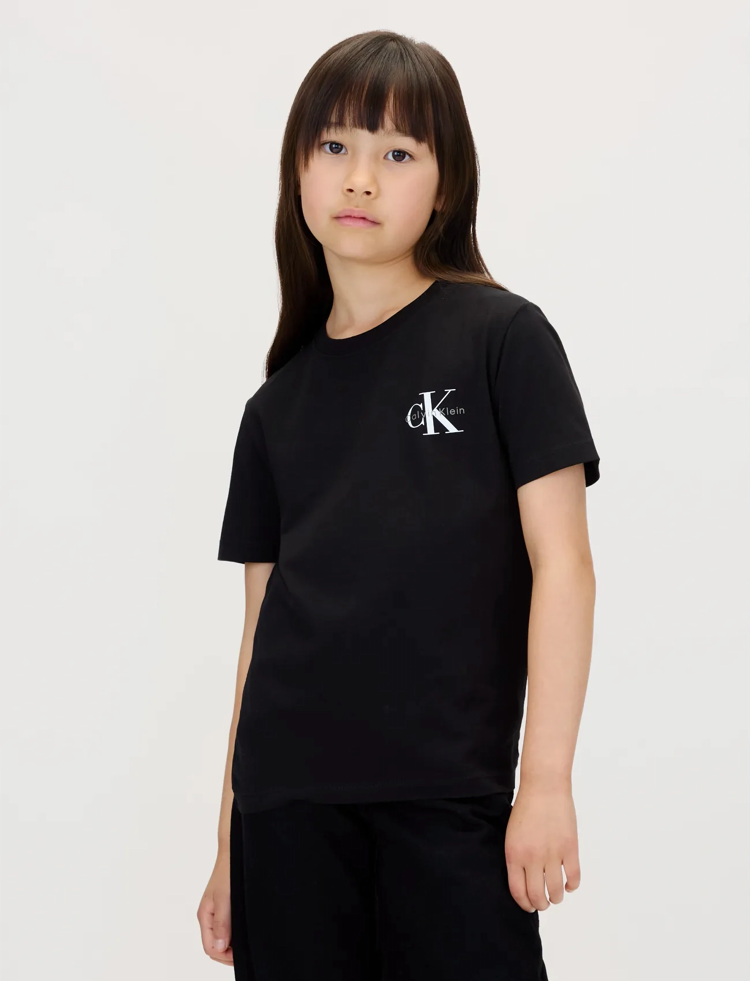 Calvin Klein Chest Monologo Ss T-Shirt, 128, T-shirts, Schwarz - Short-sleeved, Kinder