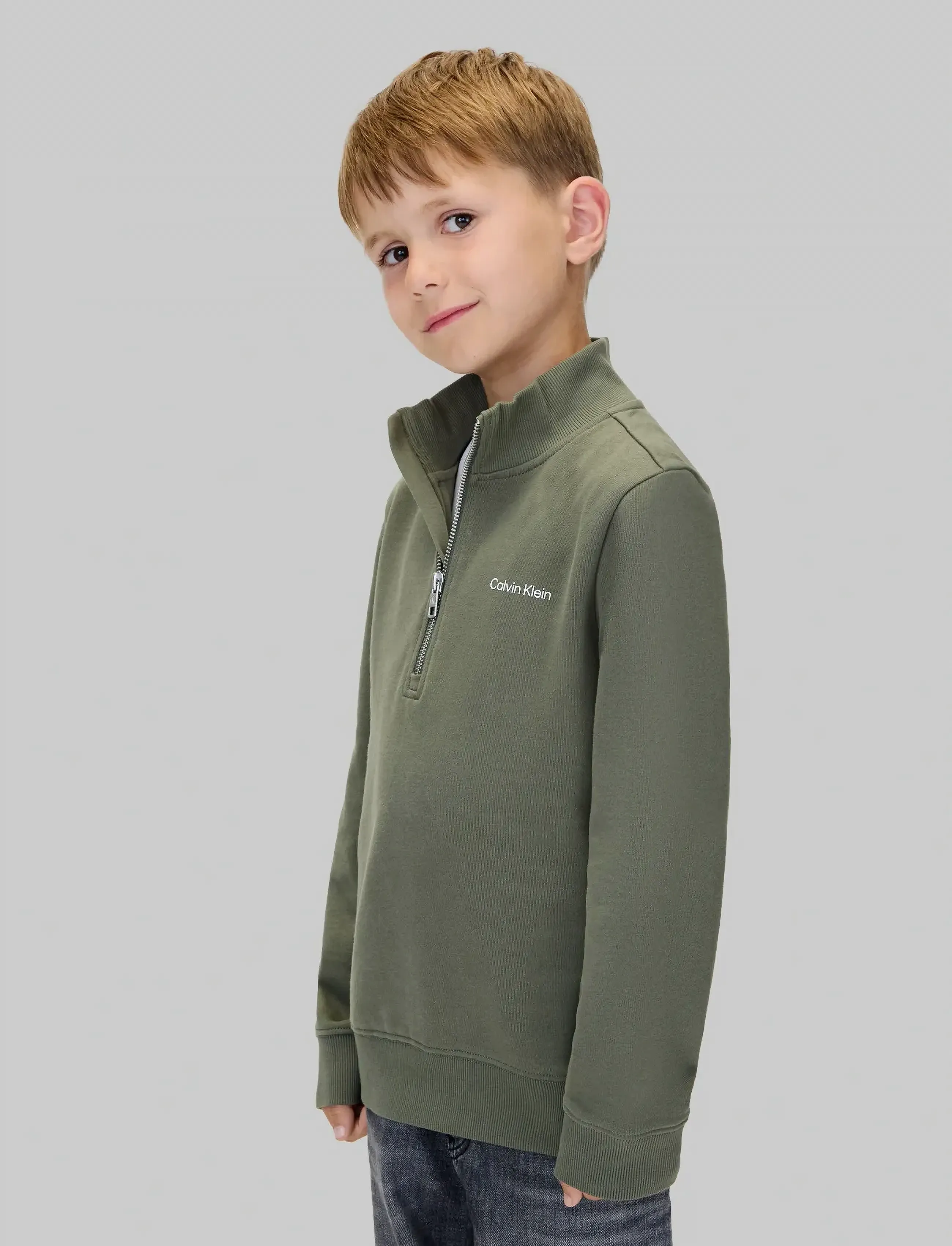 Calvin Klein CHEST INST. LOGO HALF ZIP - Sweatshirts & Kapuzenpullover - THYME / green