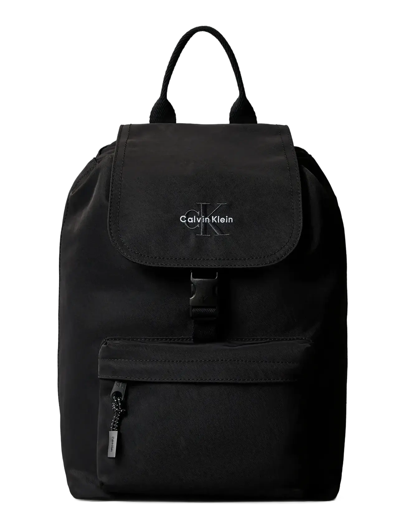 Calvin Klein SOLID FLAP MONOLOGO BACKPACK - Tasker - CK BLACK / black