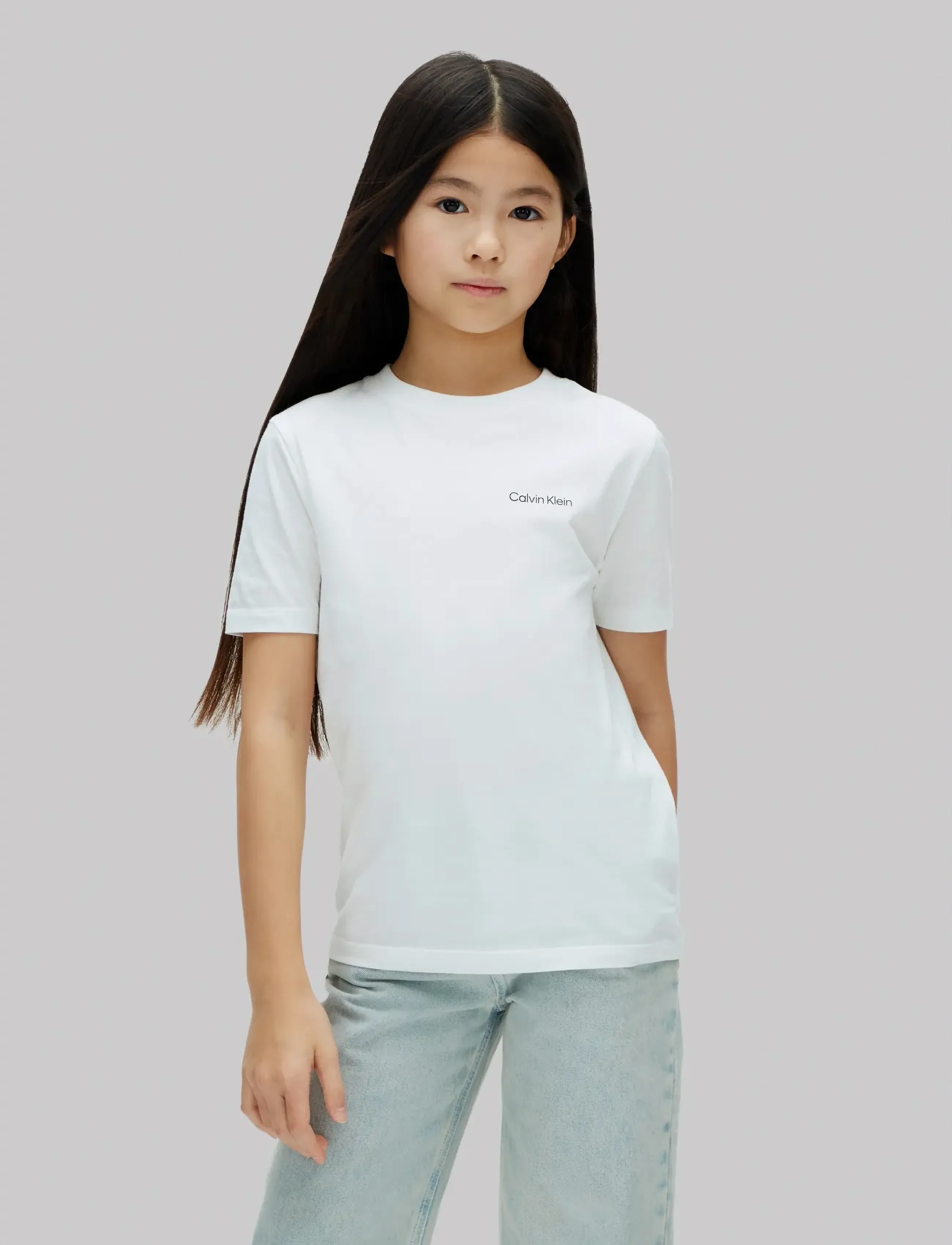 Calvin Klein Chest Inst.logo Ss T-Shirt, 140, T-shirts, Weiß - Short-sleeved, Kinder