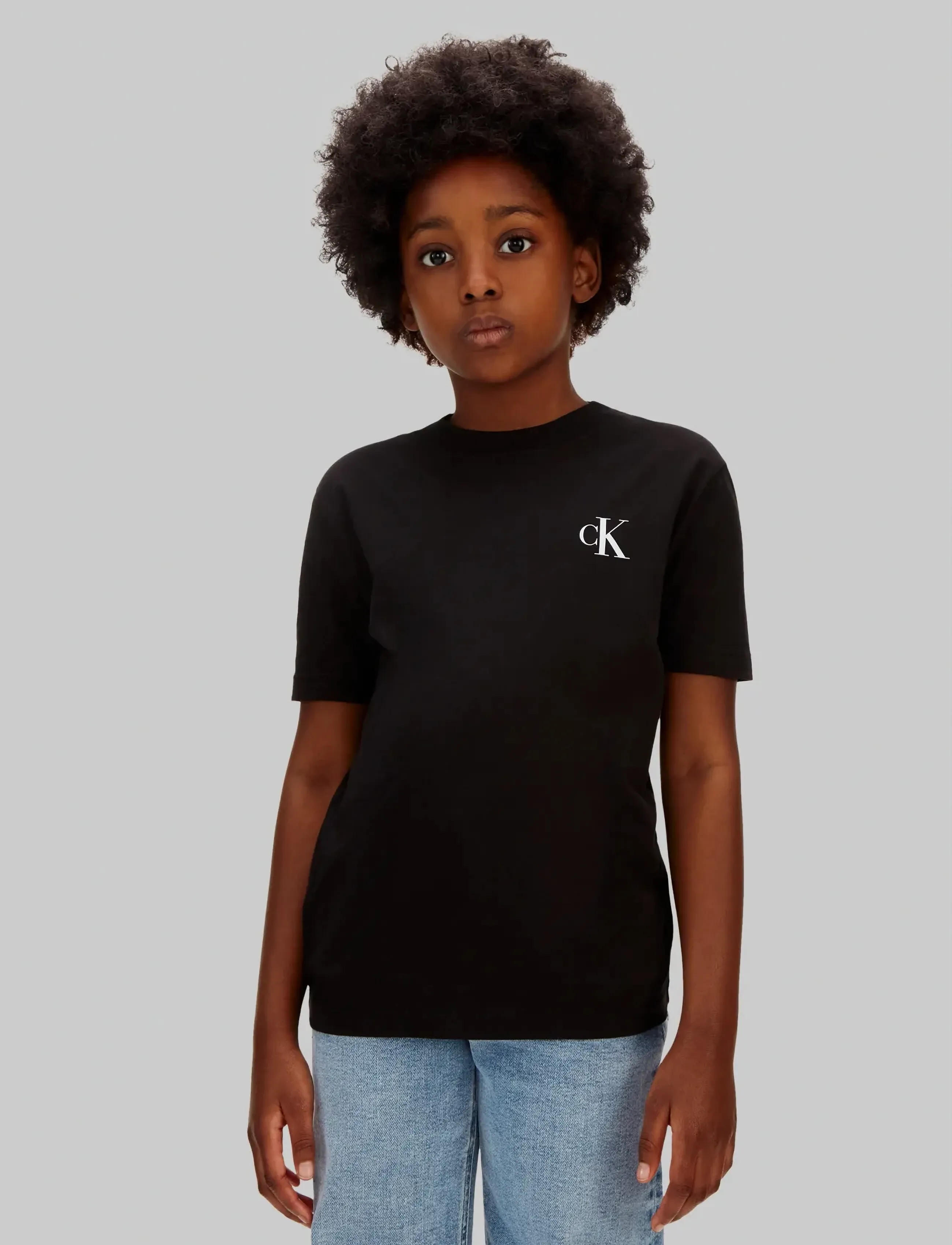 Calvin Klein CHEST MONO LOGO SS T-SHIRT - Topi un T-krekli - BLACK [CSI] 25CW1000175CK / black
