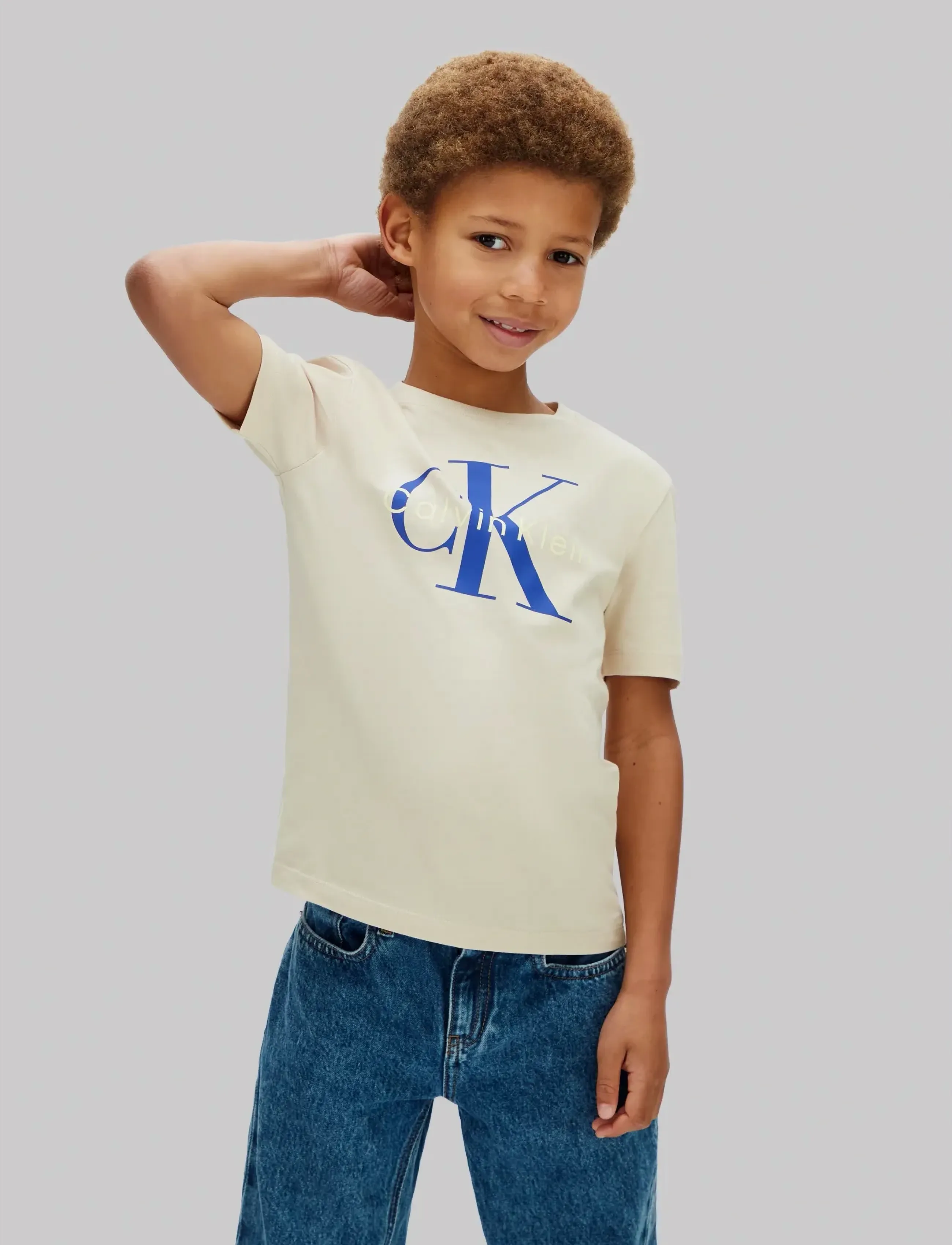 Calvin Klein CK MONO LOGO SS T-SHIRT - Toppar & T-shirts - OATMEAL 13-0401 TCX / beige