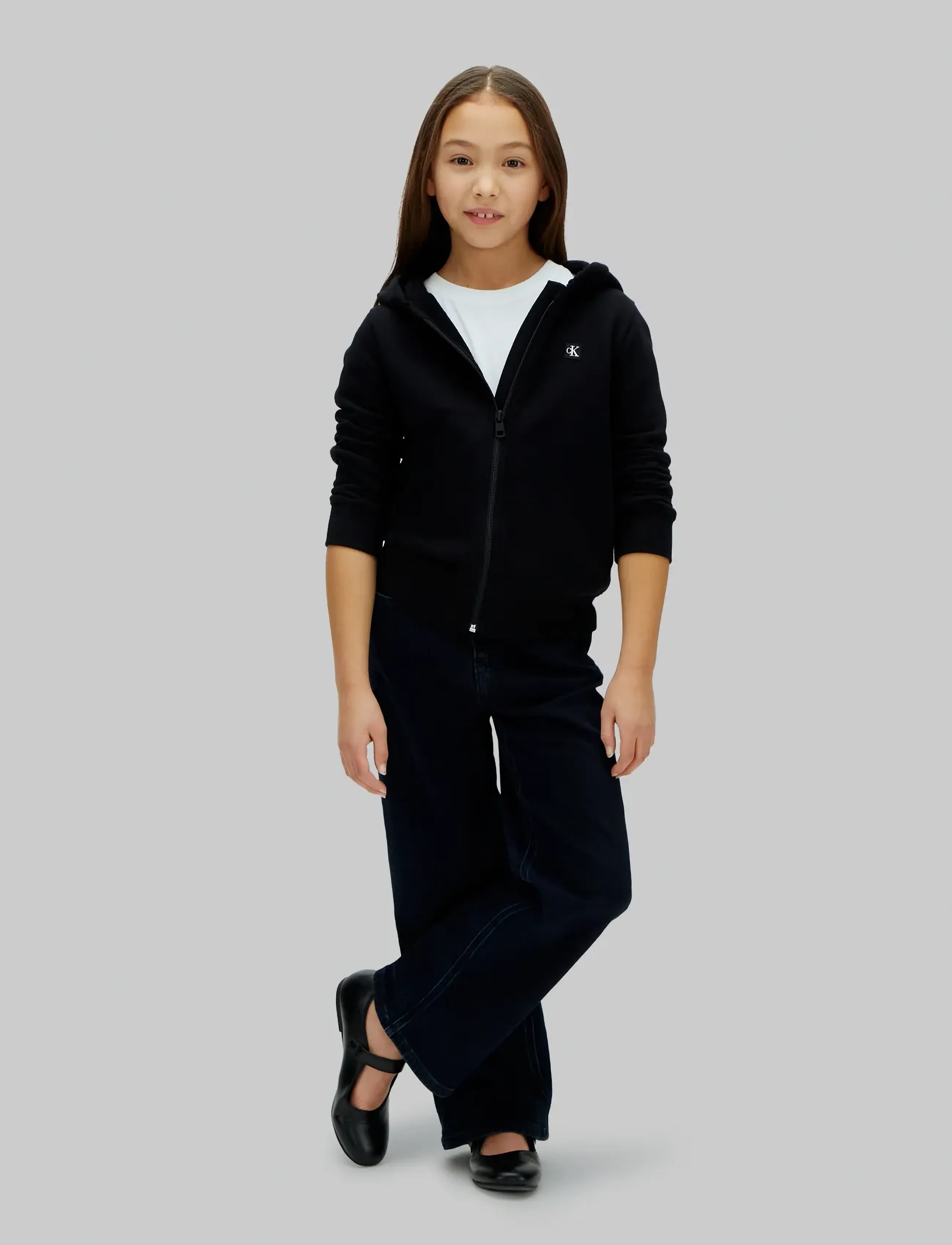 Calvin Klein - MINI BADGE ZIP HOODIE - hættetrøjer - black [csi] 25cw1000175ck - 2