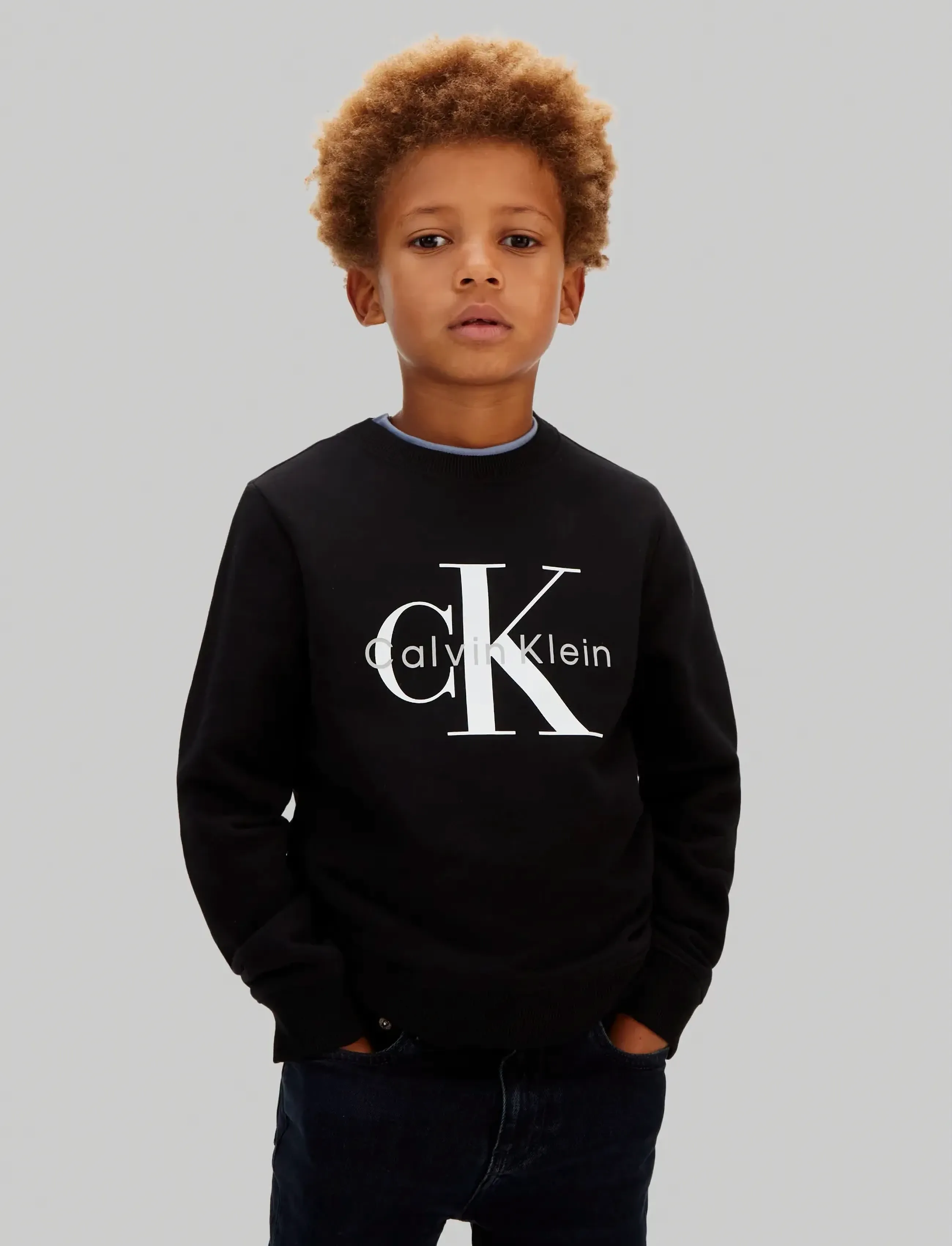 Calvin Klein Ck Mono Logo Cn, 152, Black, Sweatshirts & Hættetrøjer > Sweatshirts, Børn