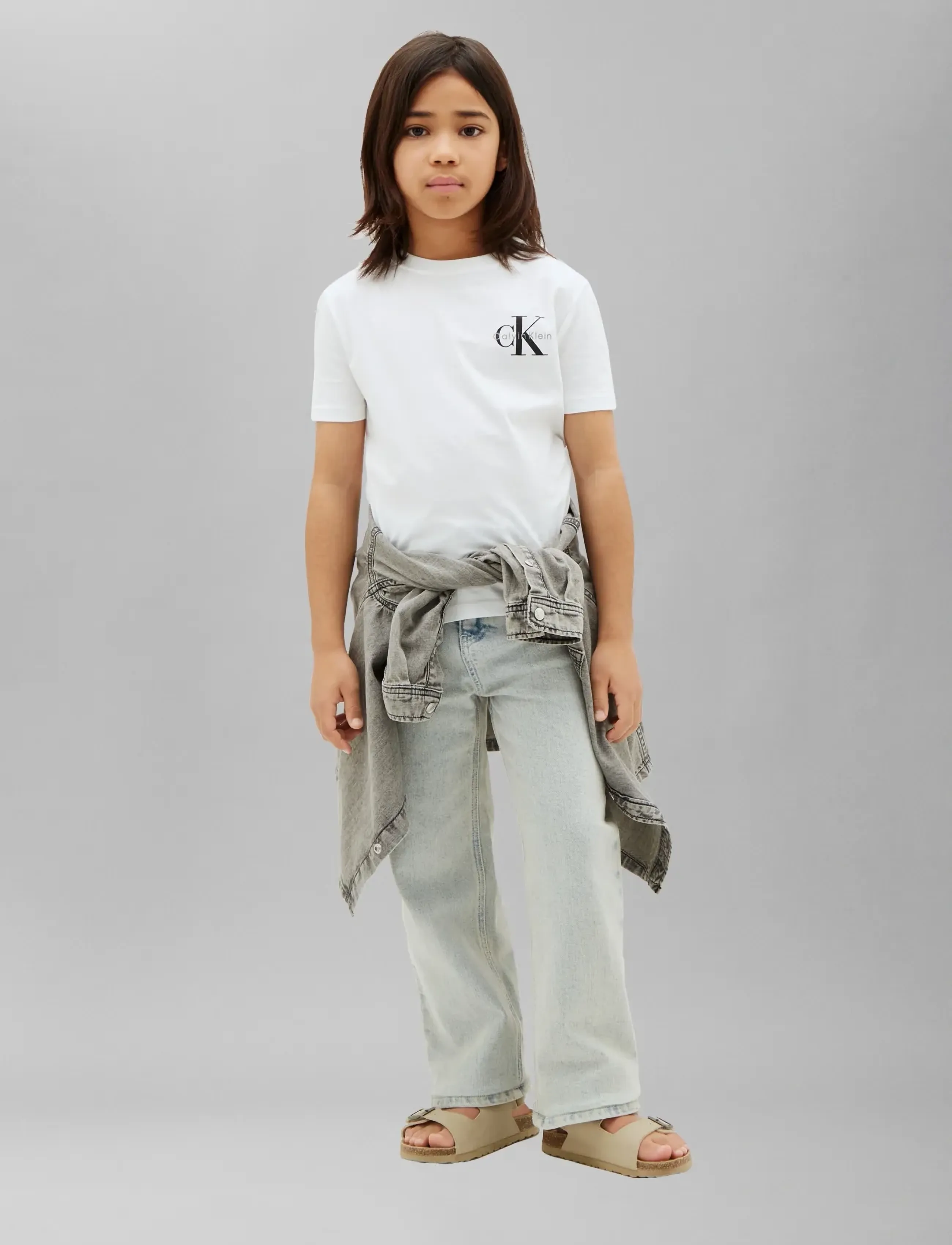 Calvin Klein - SMALL CHEST MONOLOGO SS T-SHIRT - kortærmede t-shirts - bright white - 5