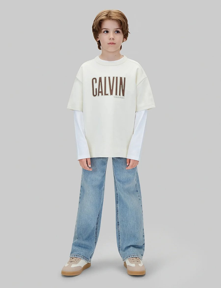 Calvin Klein - CALVIN APPLIQUE SS T-SHIRT - kortärmade t-shirts - turtledove - 0