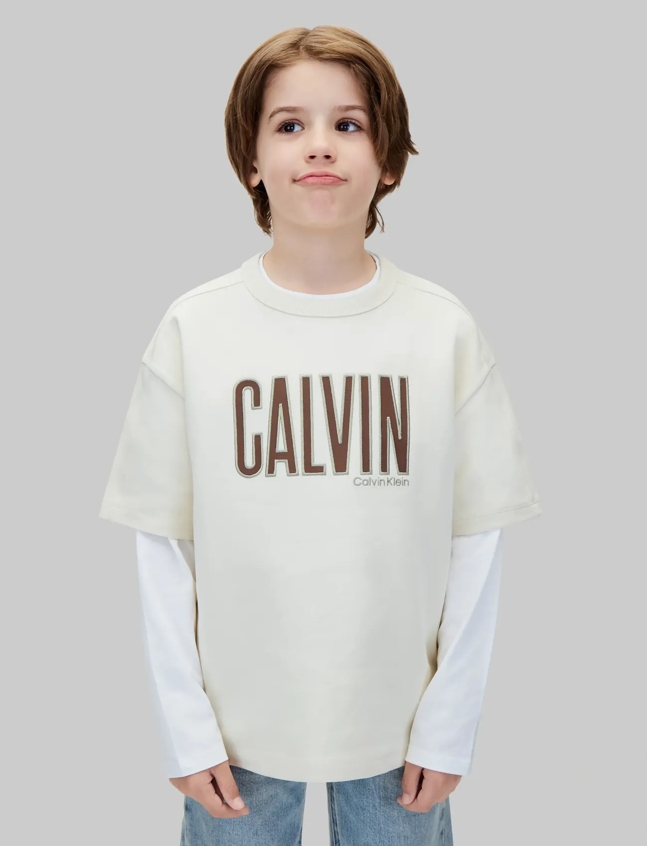 Calvin Klein - CALVIN APPLIQUE SS T-SHIRT - turtledove - 3