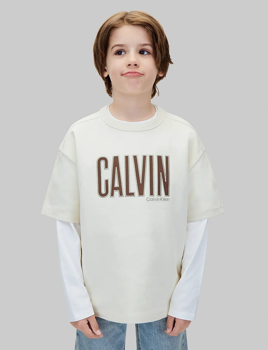 Calvin Klein - CALVIN APPLIQUE SS T-SHIRT - kortärmade t-shirts - turtledove - 3