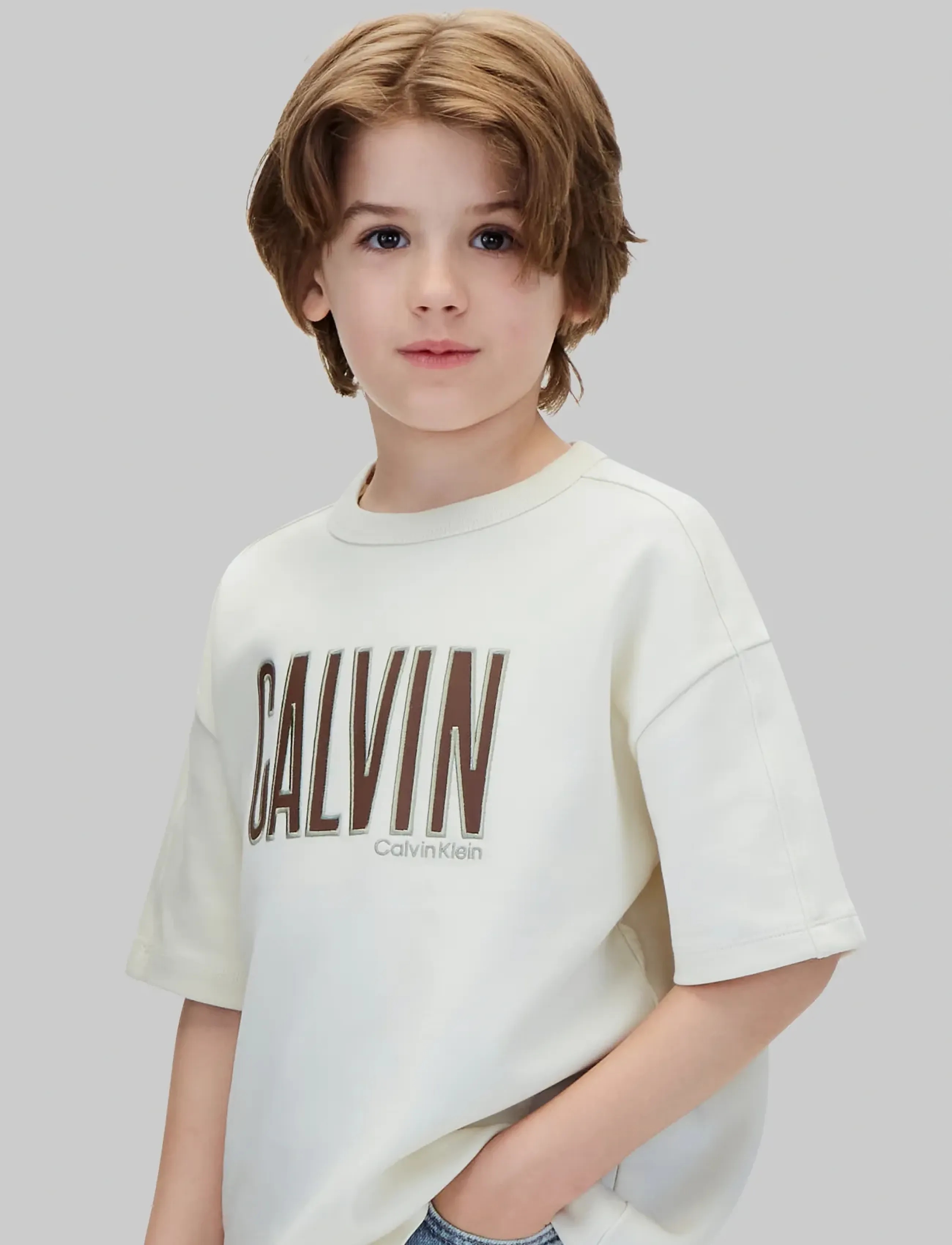 Calvin Klein - CALVIN APPLIQUE SS T-SHIRT - turtledove - 4