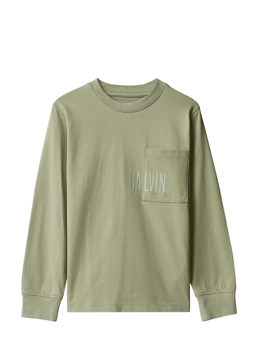 Calvin Klein - CALVIN POCKET LS T-SHIRT - rudens drabužiai - oil green - 0
