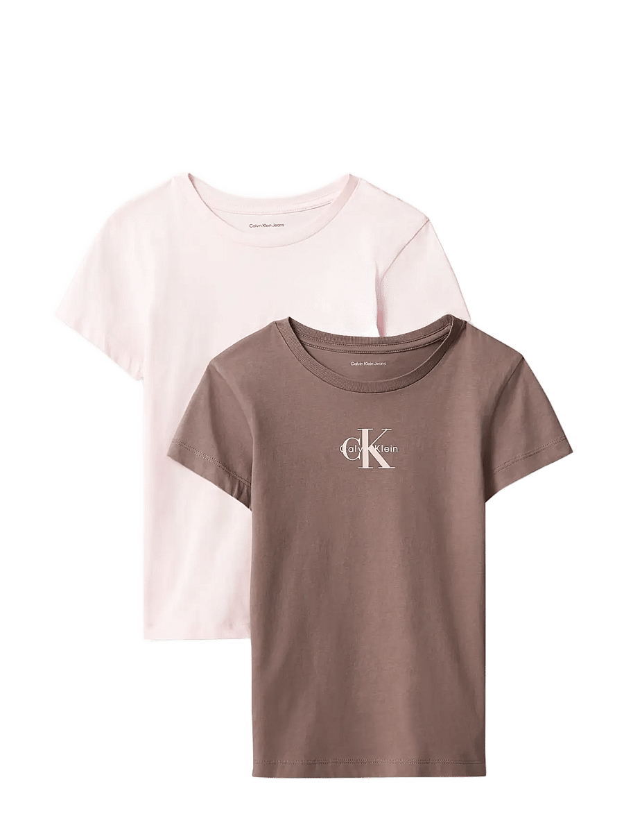 Calvin Klein - 2PK CK SLIM SS T-SHIRT - kortärmade t-shirts - iron soft pink - 1