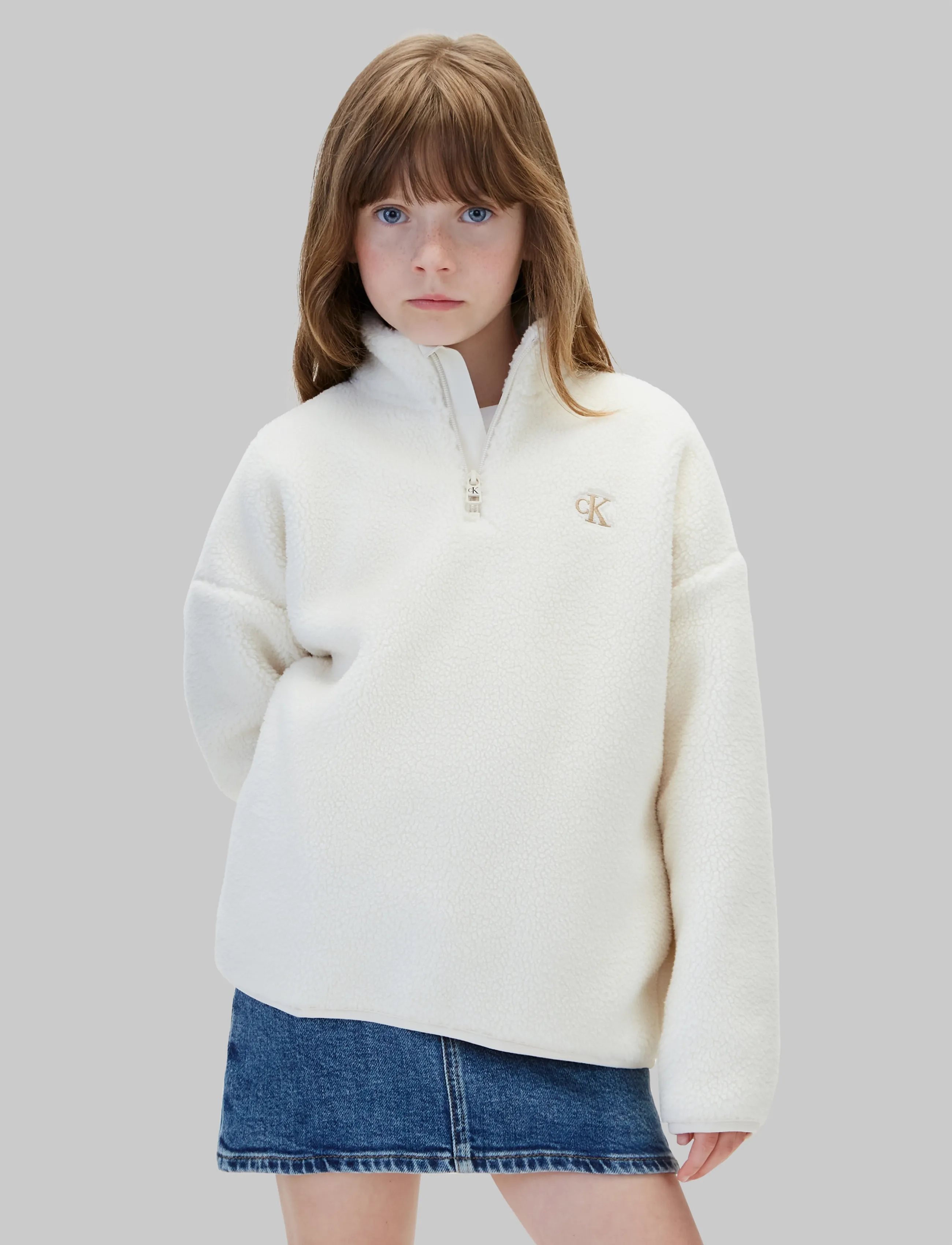 Calvin Klein SHERPA HALF ZIP - Calvin Klein - TURTLEDOVE / cream