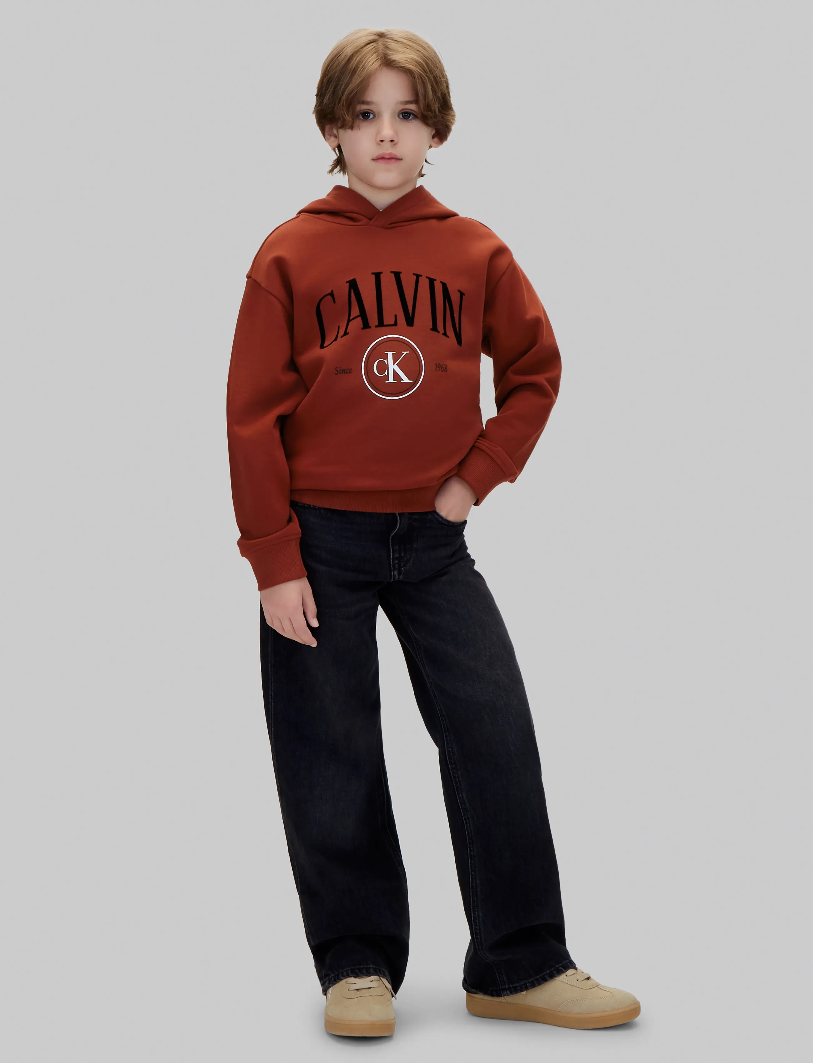 Calvin Klein Calvin Ck Circle Hoodie, Hættetrøje, Brun, Str: 128