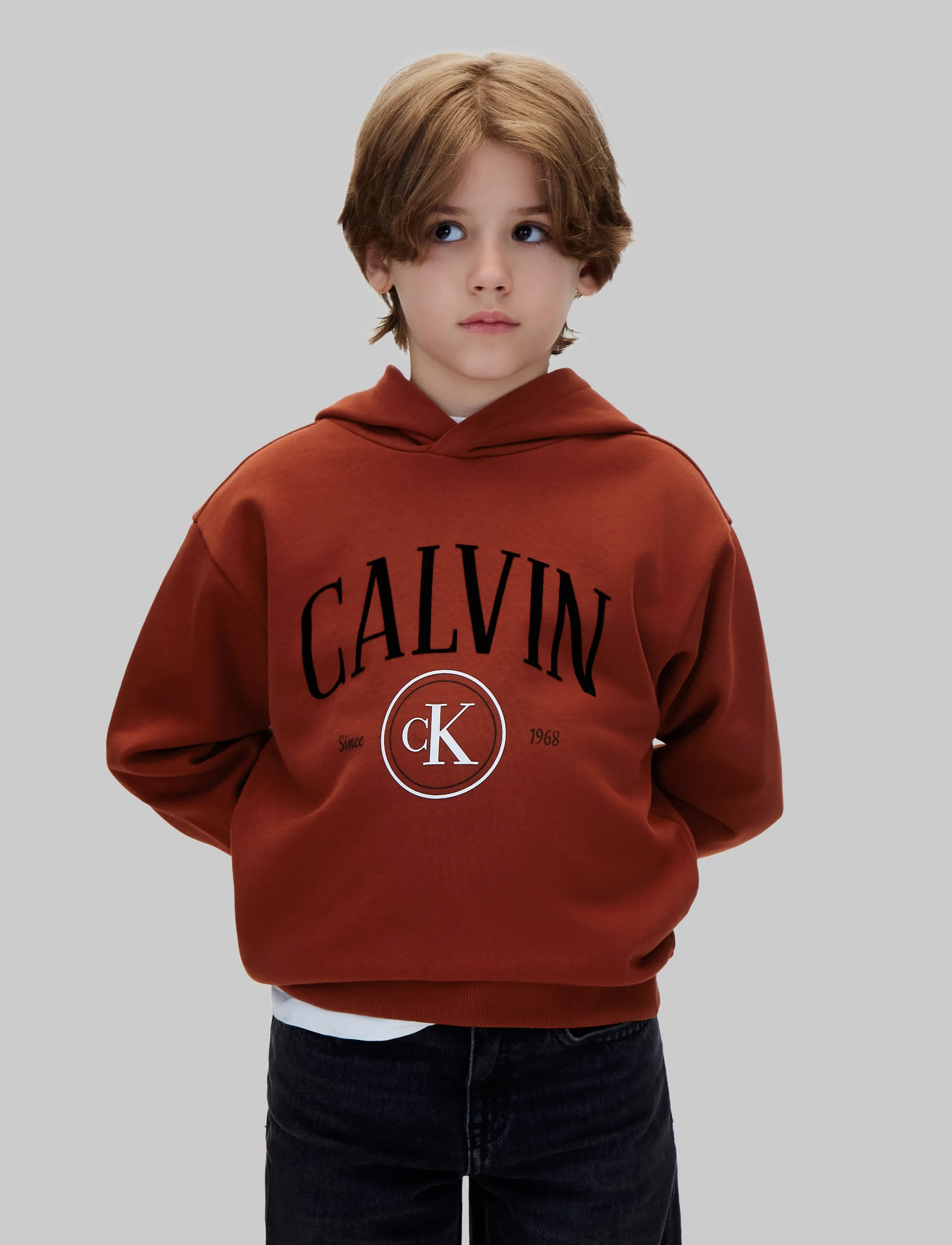 Calvin Klein - CALVIN CK CIRCLE HOODIE - fired brick - 3